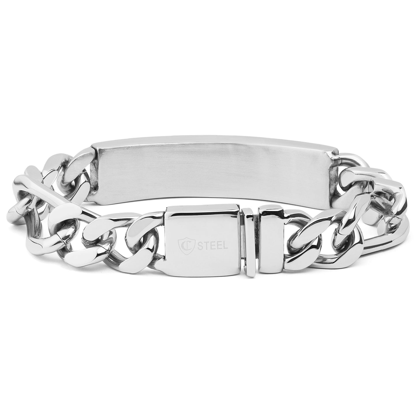 Men's Heavy Engravable Figaro Chain ID Bracelet (14mm) - 8"