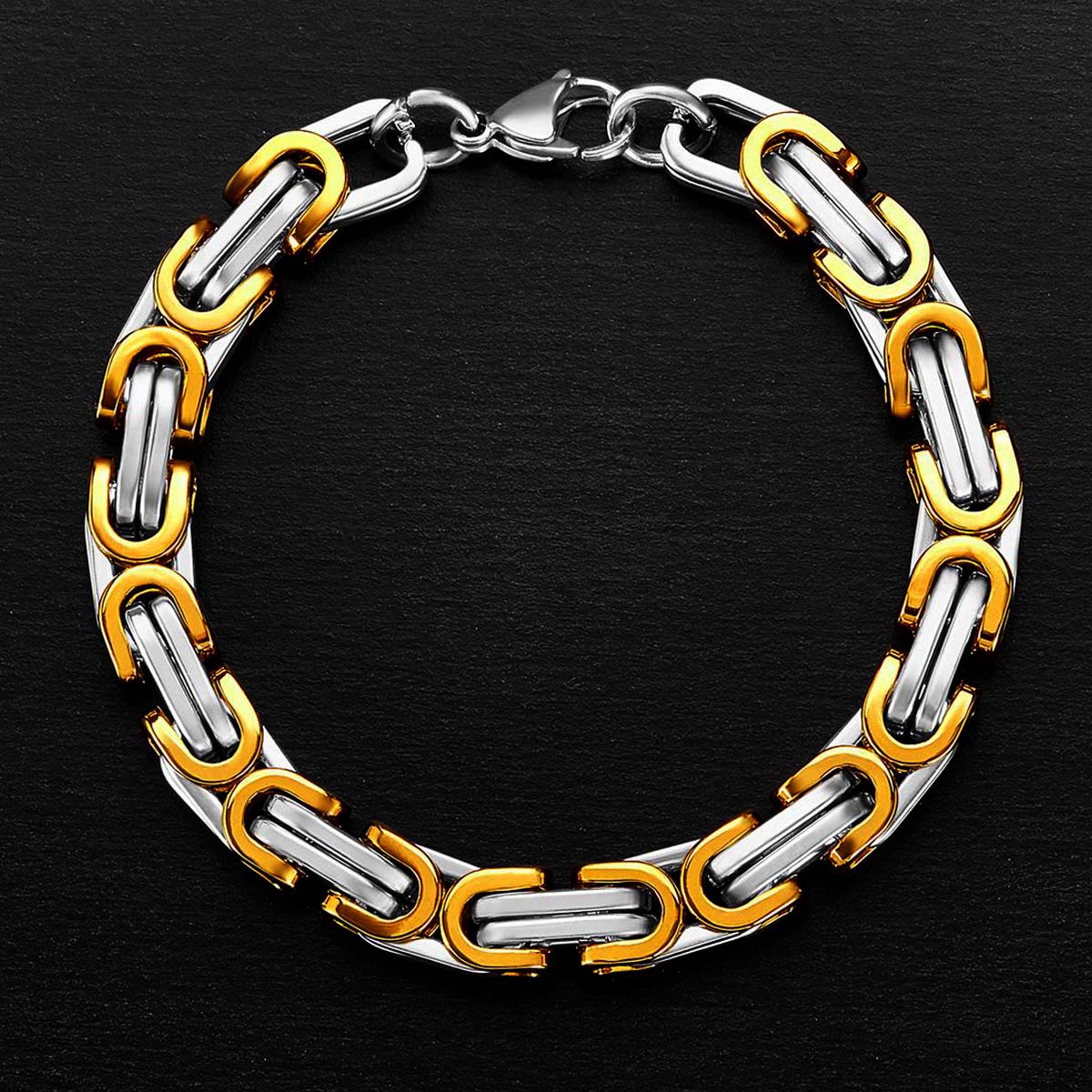 Crucible Jewelry Stainless Steel Polished Byzantine Chain Link Bracelet