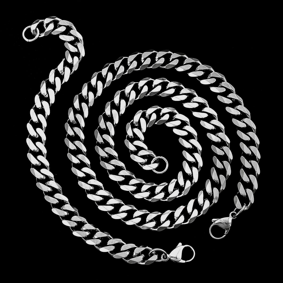 Crucible Jewelry Crucible Stainless Steel Cuban Curb 8.5 inch Bracelet and 24 inch Necklace Chain Set (10 mm)