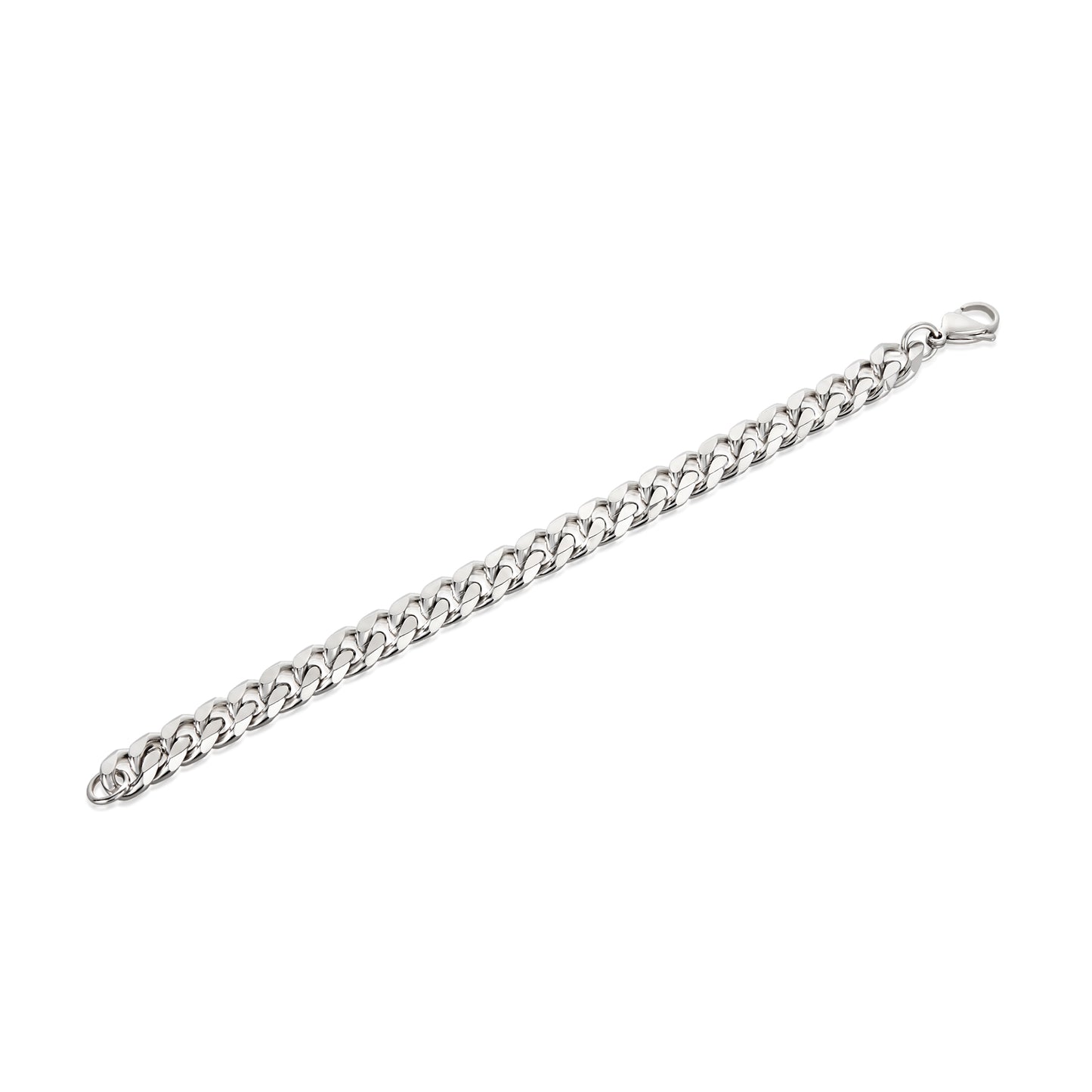 Men's Beveled Curb Chain Stainless Steel Bracelet (12mm) - 8.5"