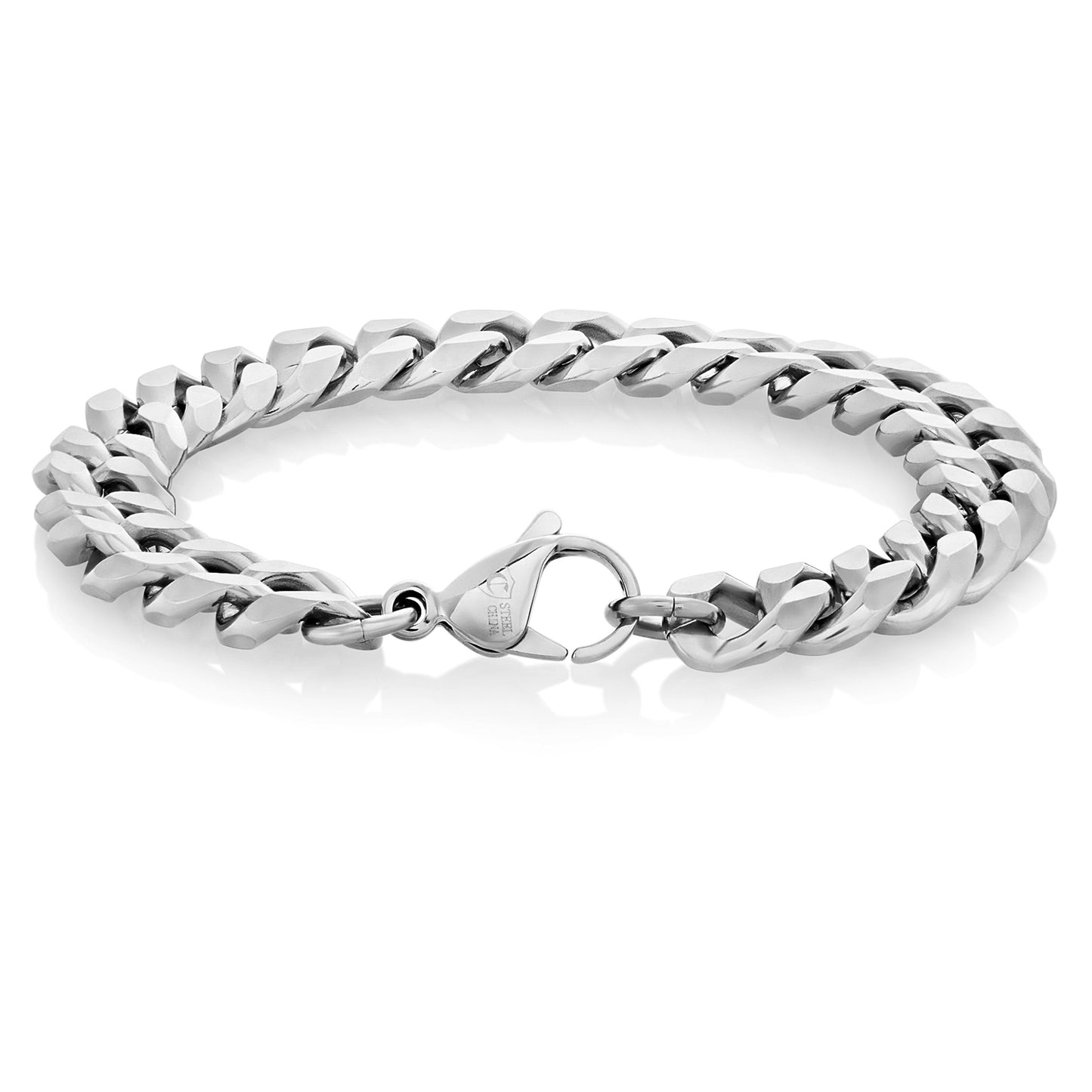 Men's Beveled Curb Chain Stainless Steel Bracelet (12mm) - 8.5"
