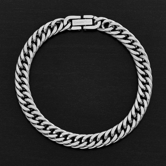 Crucible Jewelry Men's 8mm Wide Stainless Steel 8mm Cuban Chain Bracelet