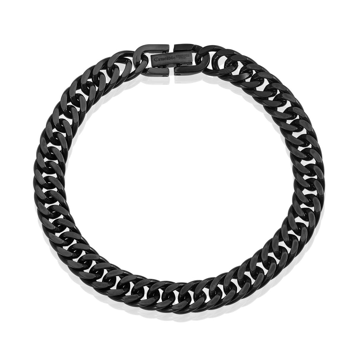 Crucible Jewelry Men's 8mm Wide Stainless Steel 8mm Cuban Chain Bracelet