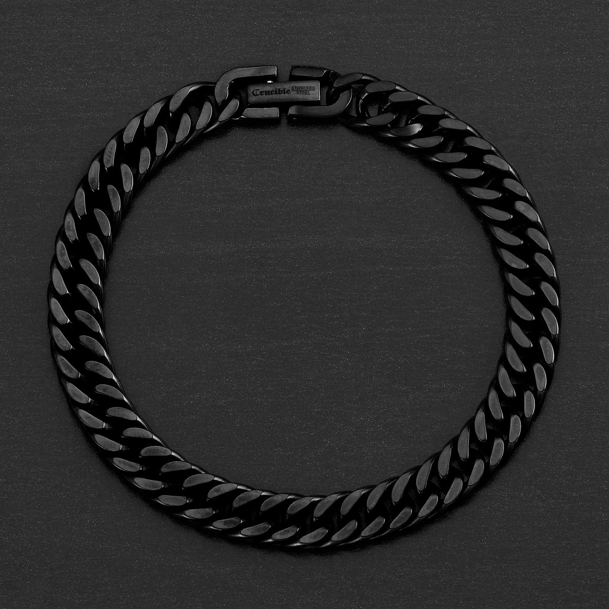 Crucible Jewelry Men's 8mm Wide Stainless Steel 8mm Cuban Chain Bracelet