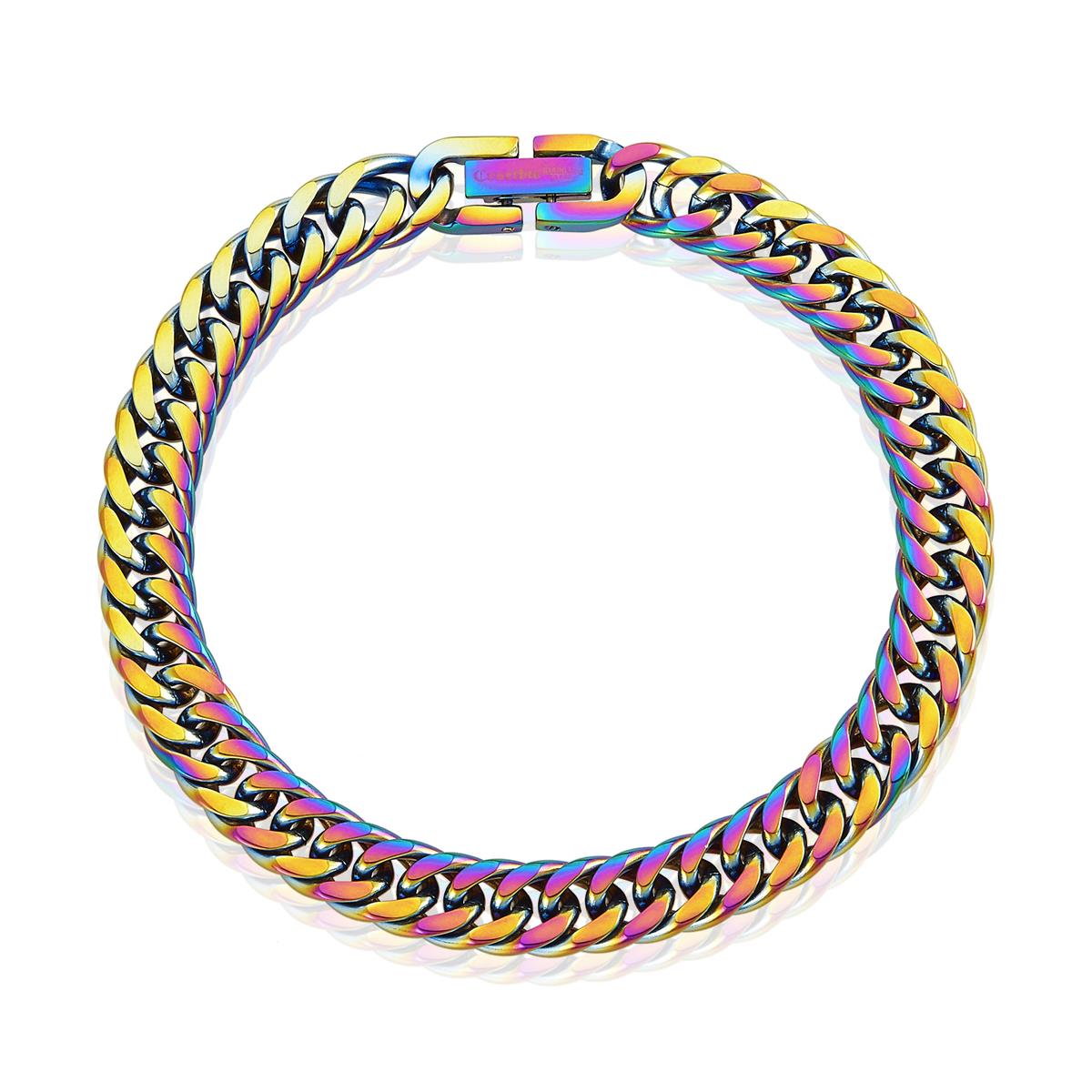 Crucible Jewelry Men's 8mm Wide Stainless Steel 8mm Cuban Chain Bracelet