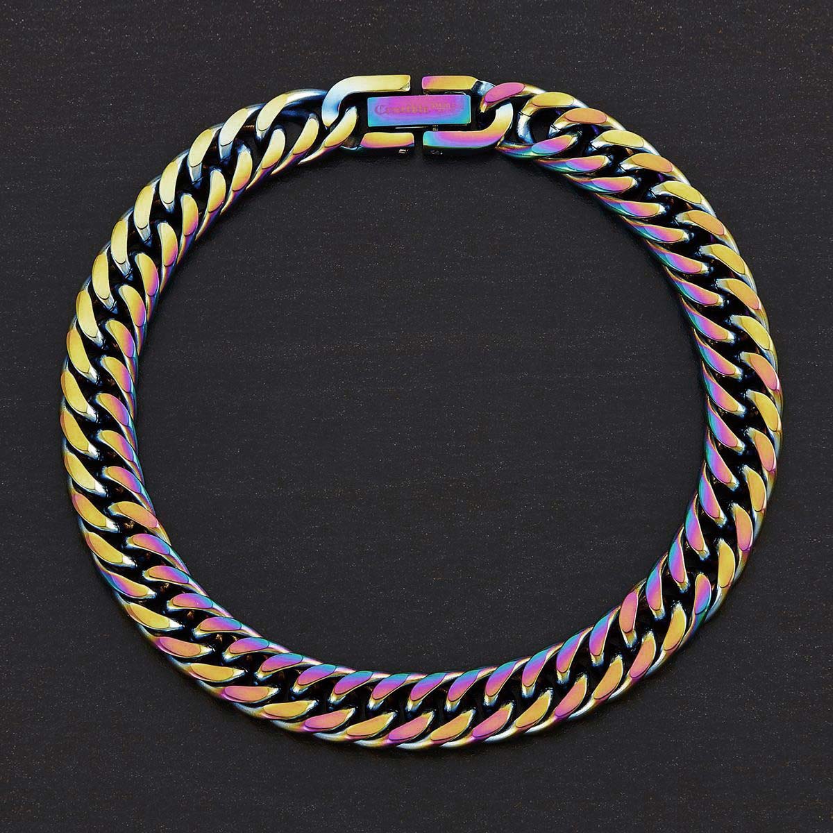 Crucible Jewelry Men's 8mm Wide Stainless Steel 8mm Cuban Chain Bracelet