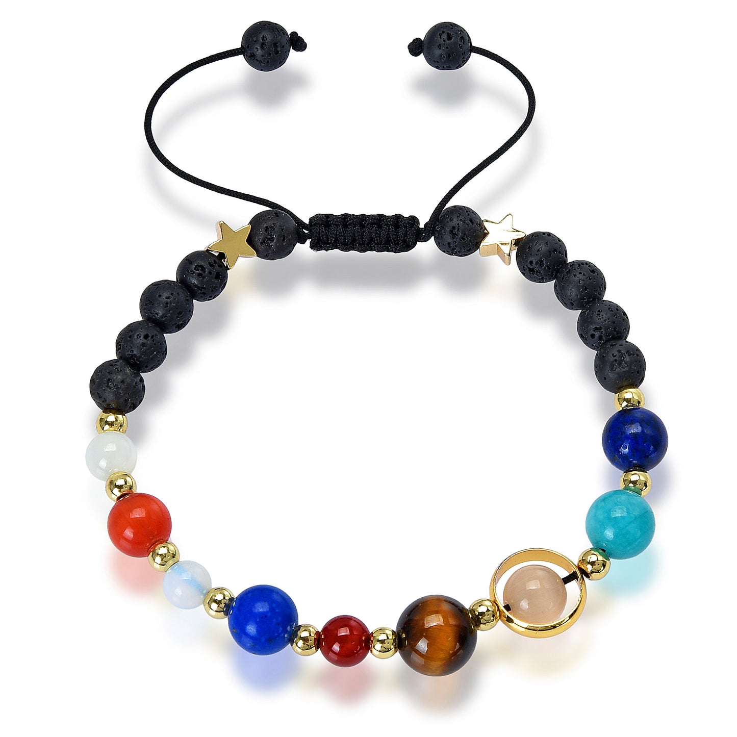 Solar System Natural Stone Bead Adjustable Shocker Tie Bracelet
