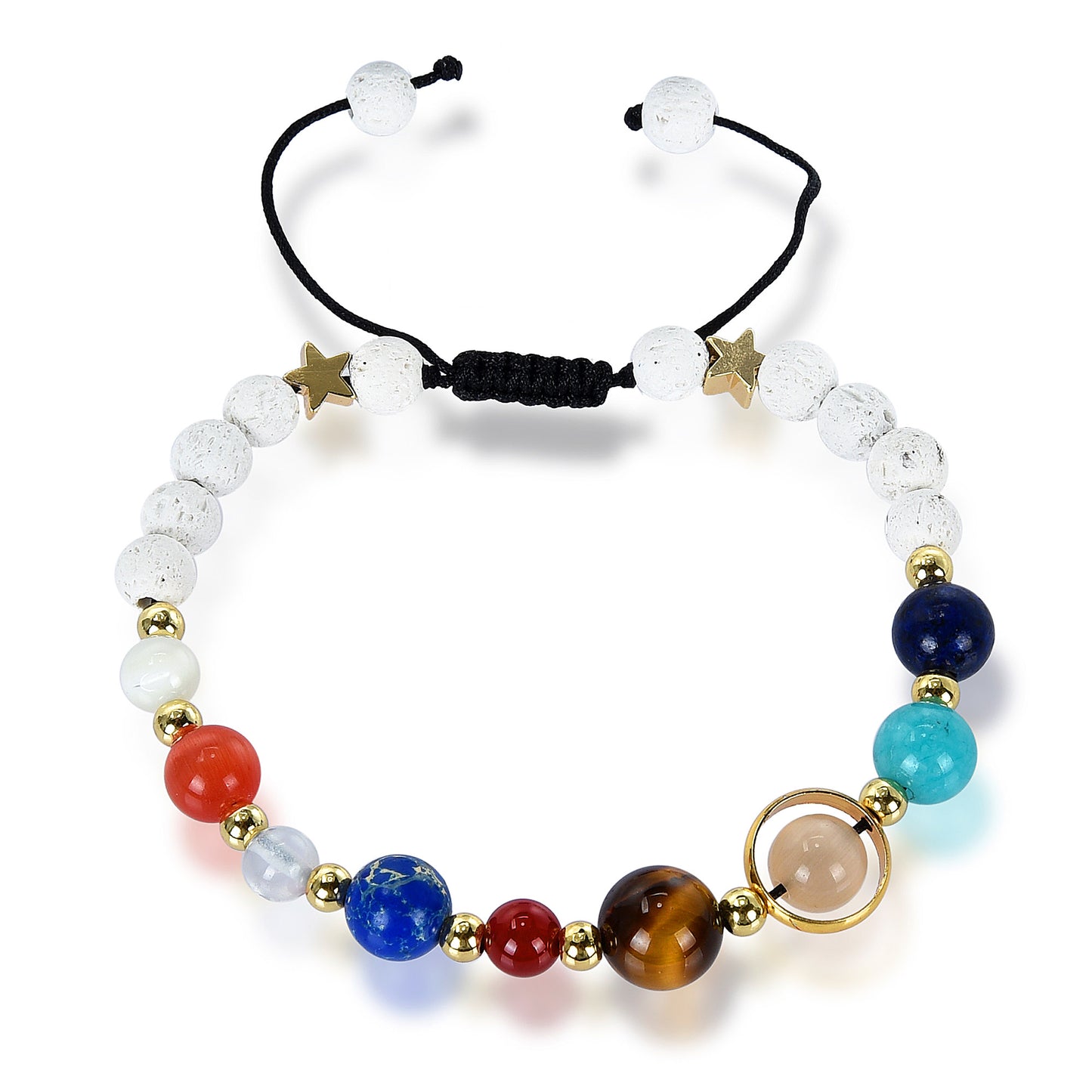 Solar System Natural Stone Bead Adjustable Shocker Tie Bracelet