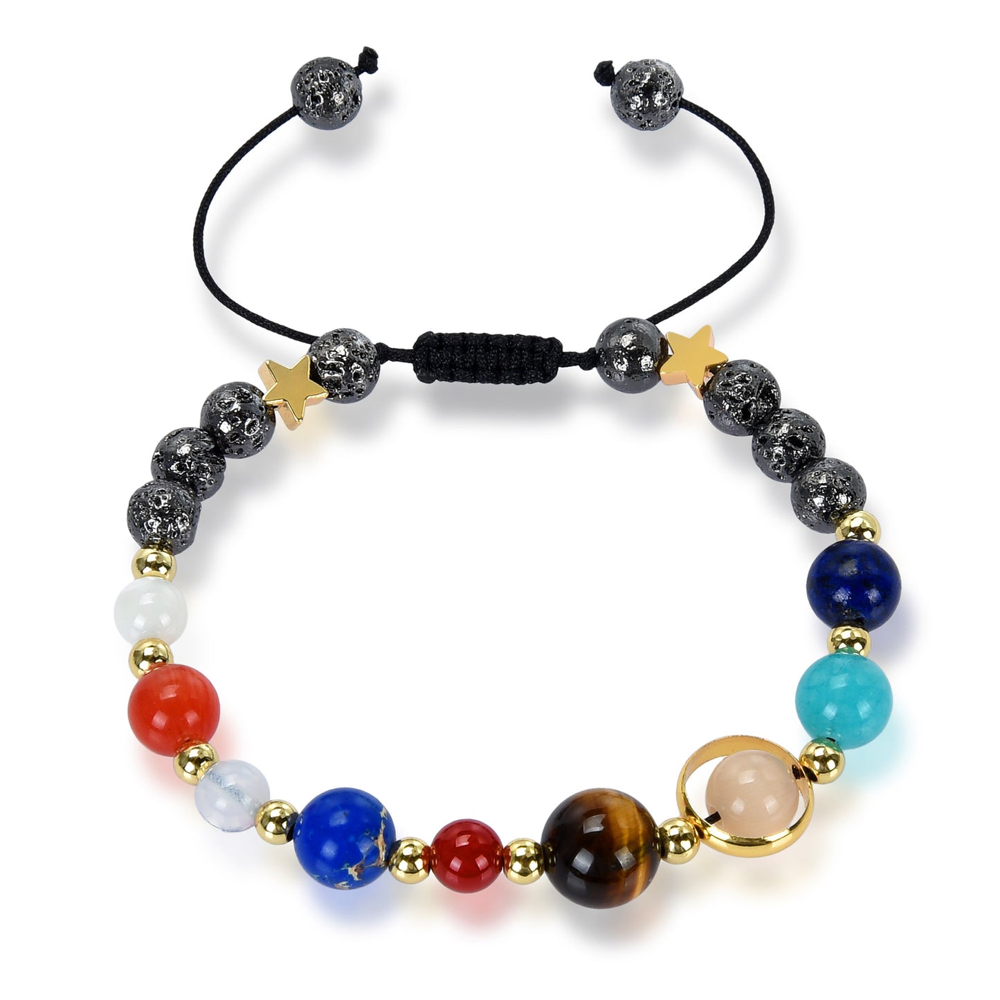 Solar System Natural Stone Bead Adjustable Shocker Tie Bracelet
