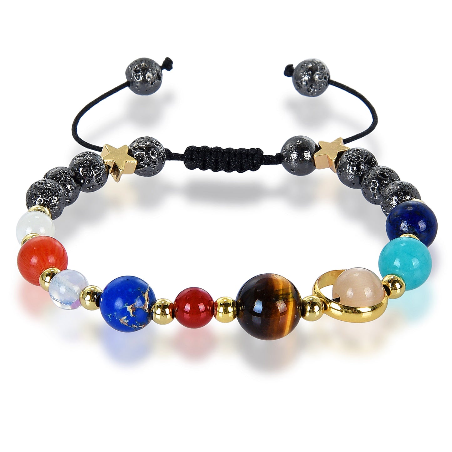 Solar System Natural Stone Bead Adjustable Shocker Tie Bracelet