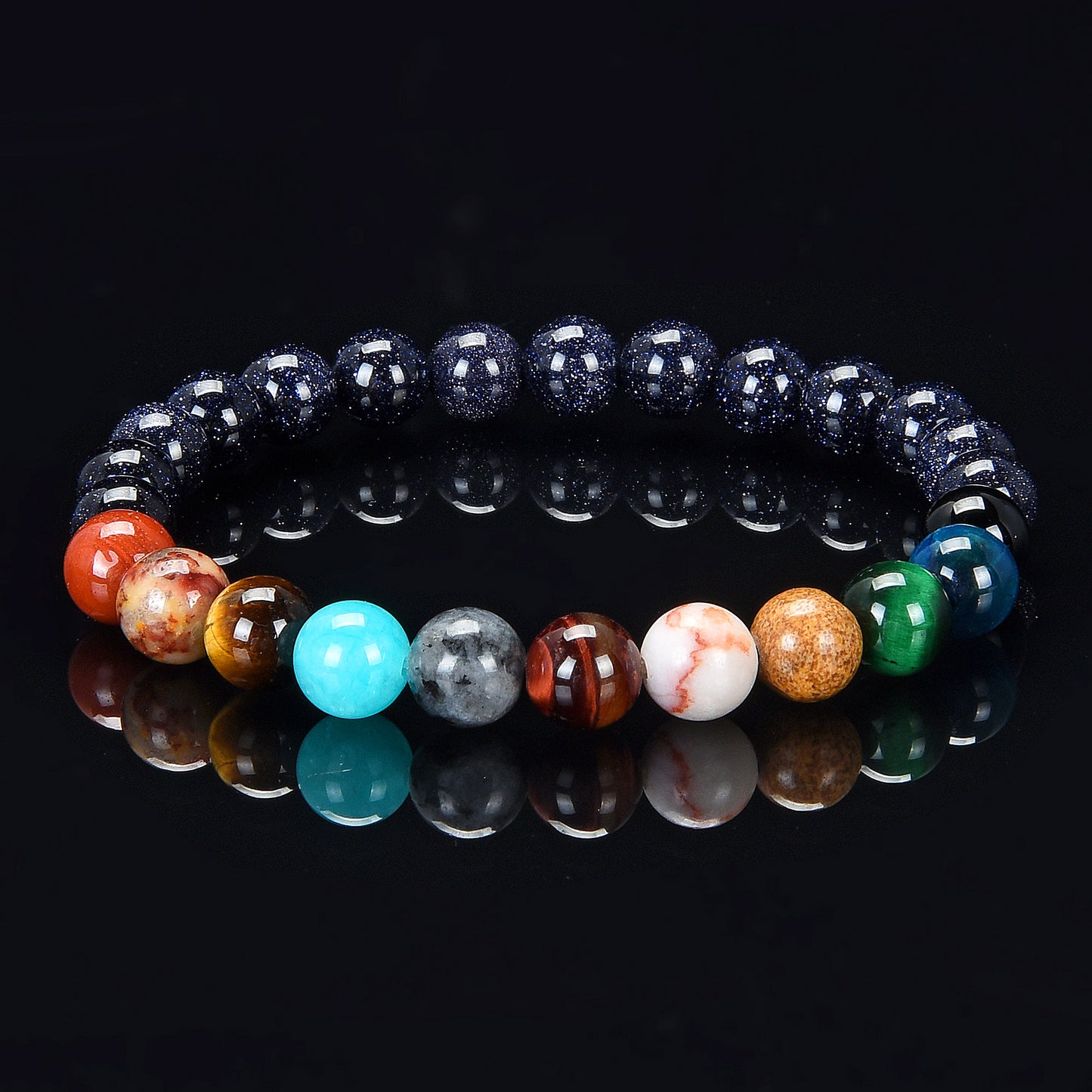 Solar System Natural Stone Bead Stretch Bracelet (8mm)