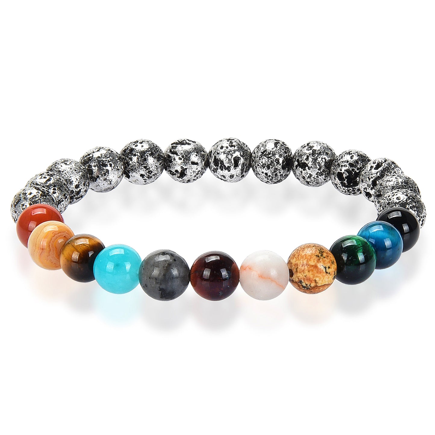 Solar System Natural Stone Bead Stretch Bracelet (8mm)