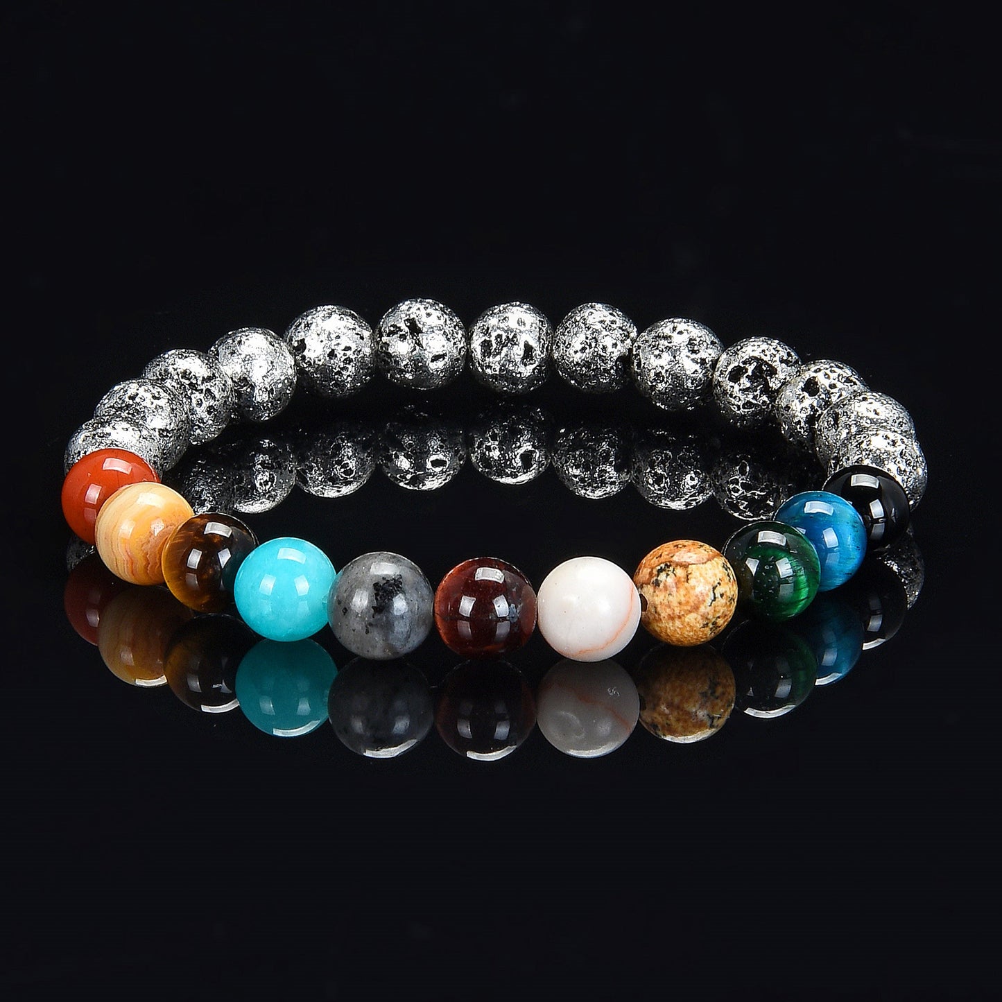Solar System Natural Stone Bead Stretch Bracelet (8mm)
