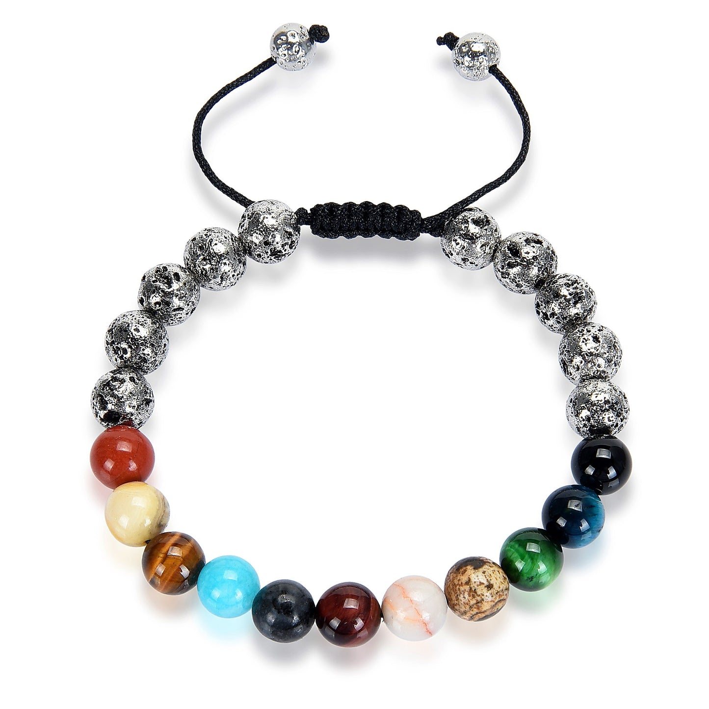 Solar System Natural Stone Bead Adjustable Shocker Tie Bracelet (8mm)