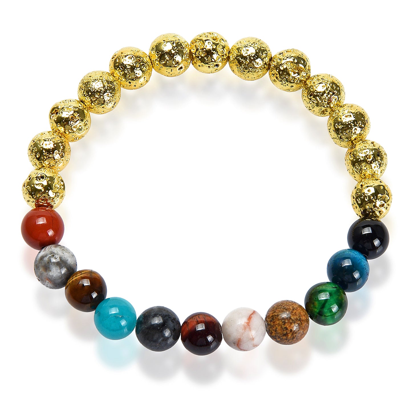 Solar System Natural Stone Bead Stretch Bracelet (8mm)