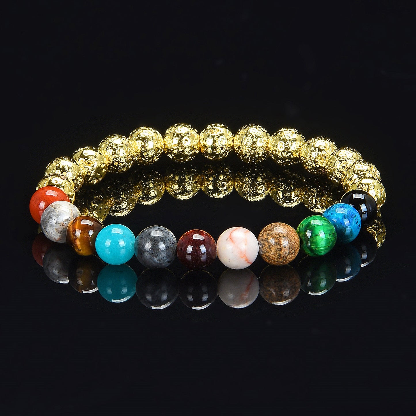 Solar System Natural Stone Bead Stretch Bracelet (8mm)