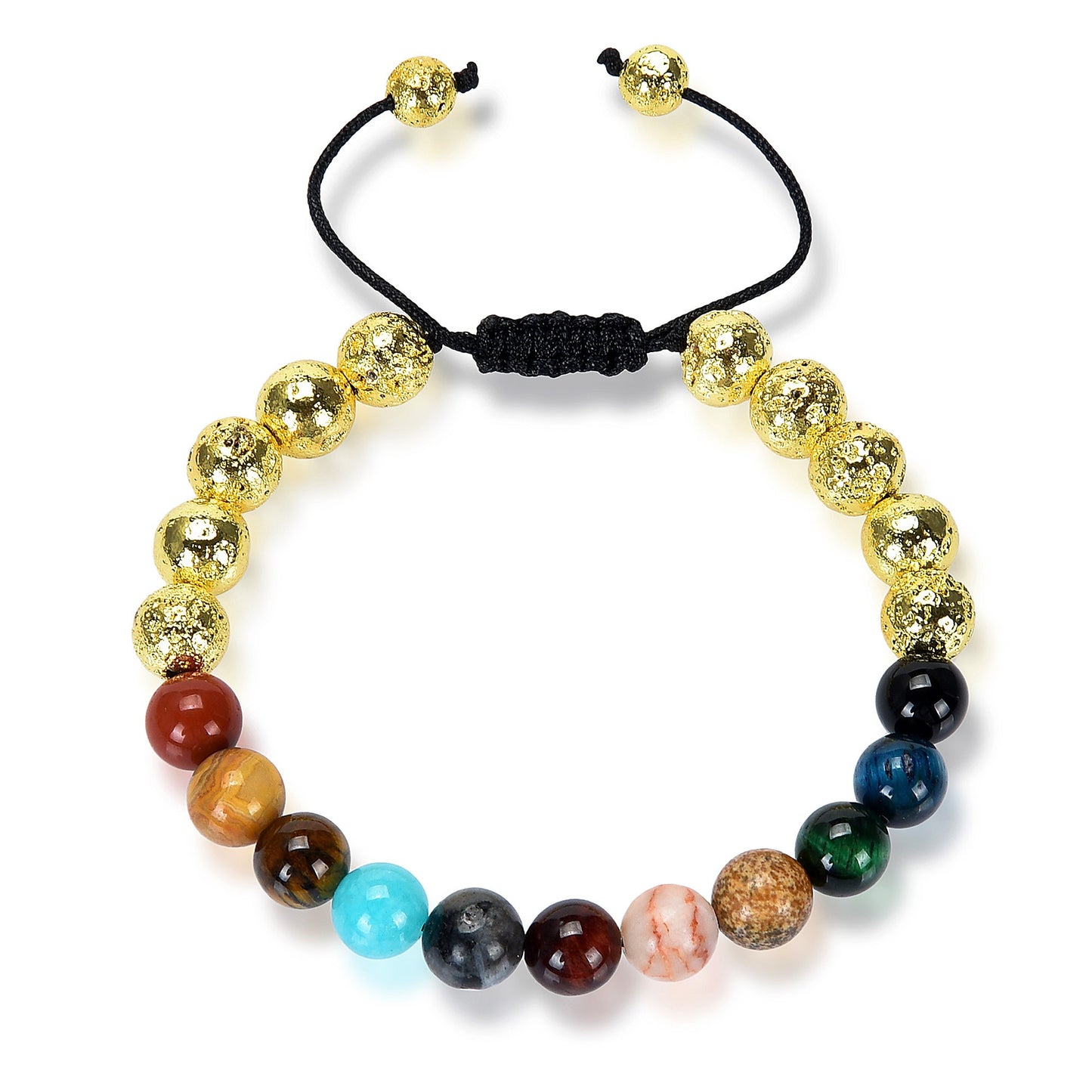 Solar System Natural Stone Bead Adjustable Shocker Tie Bracelet (8mm)