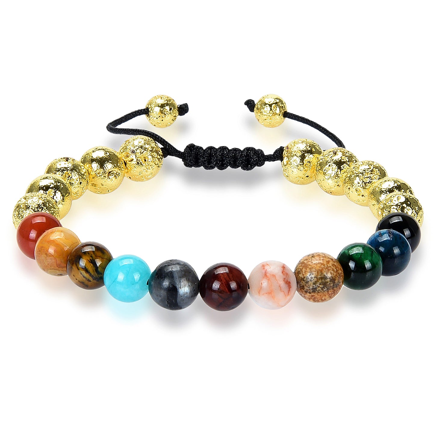 Solar System Natural Stone Bead Adjustable Shocker Tie Bracelet (8mm)
