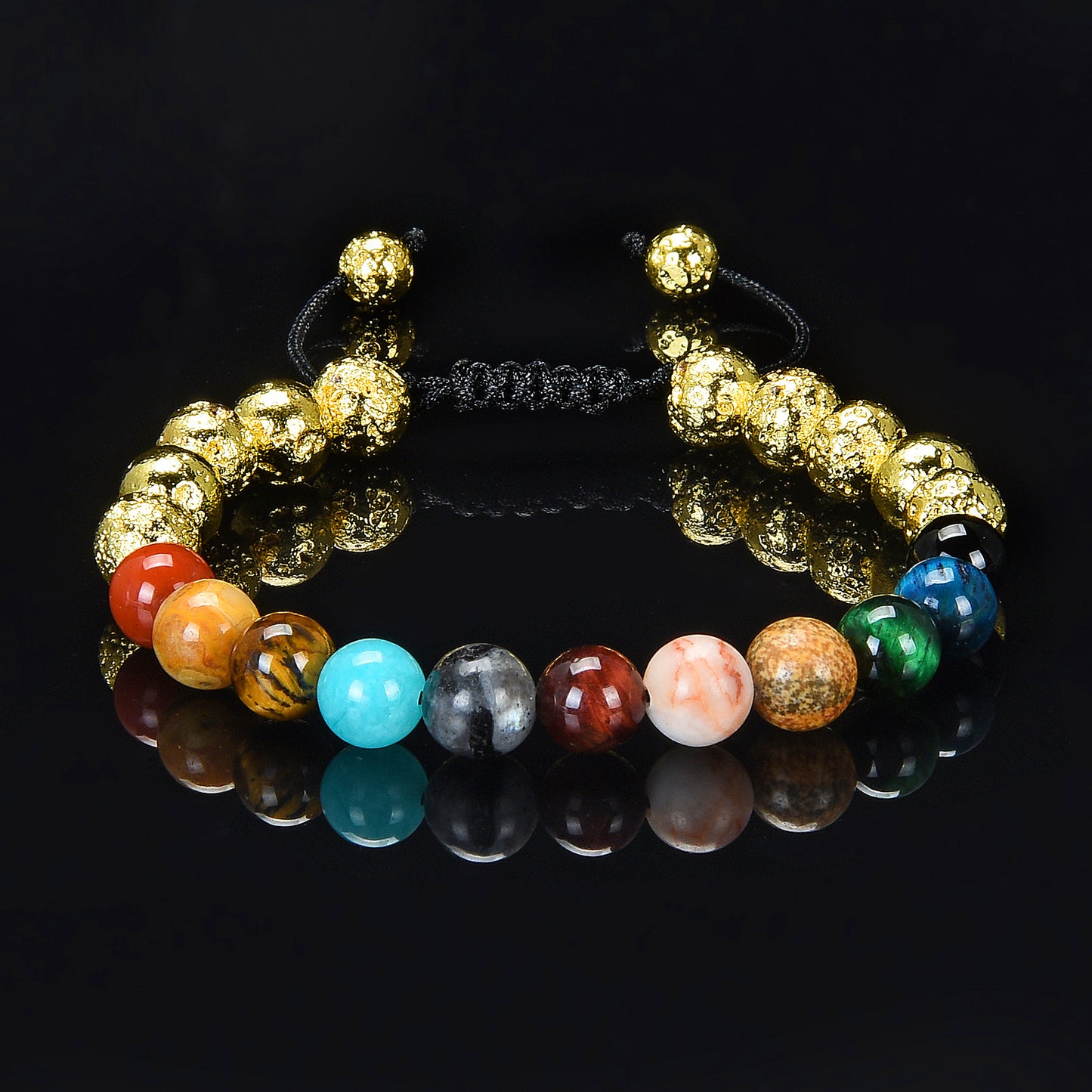 Solar System Natural Stone Bead Adjustable Shocker Tie Bracelet (8mm)