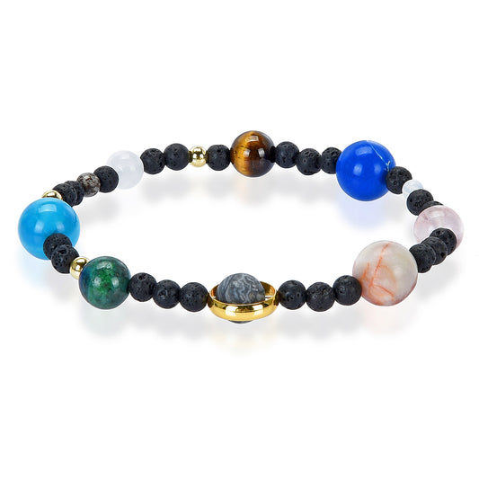 Solar System Bracelet Stones with Lava Stretch Bracelet