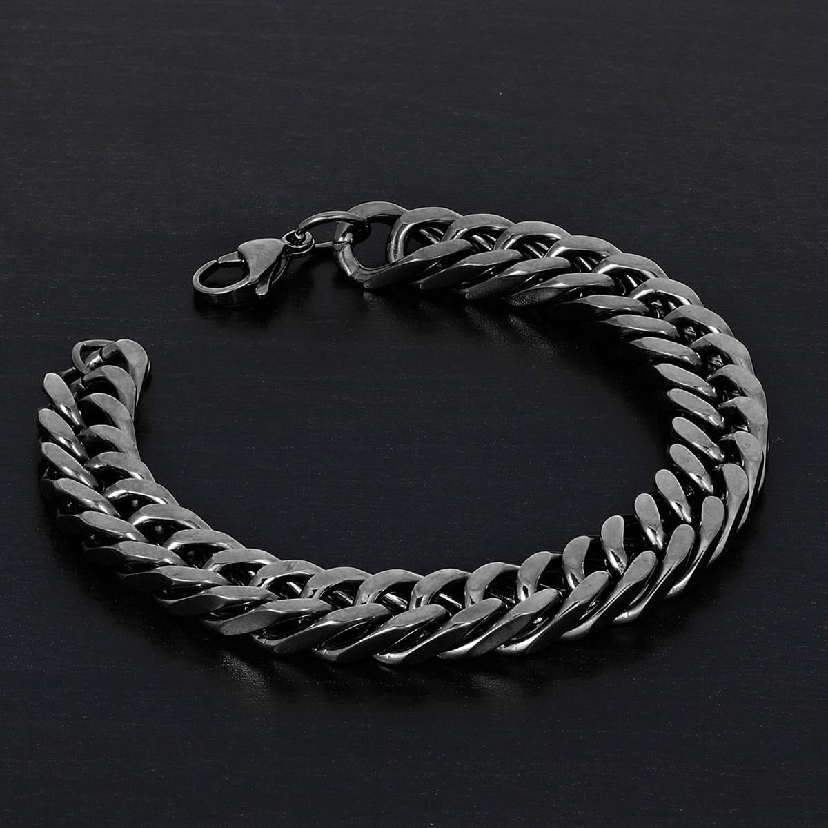 Crucible Jewelry Polished Stainless Steel Curb Chain 10mm Wide Bracelet