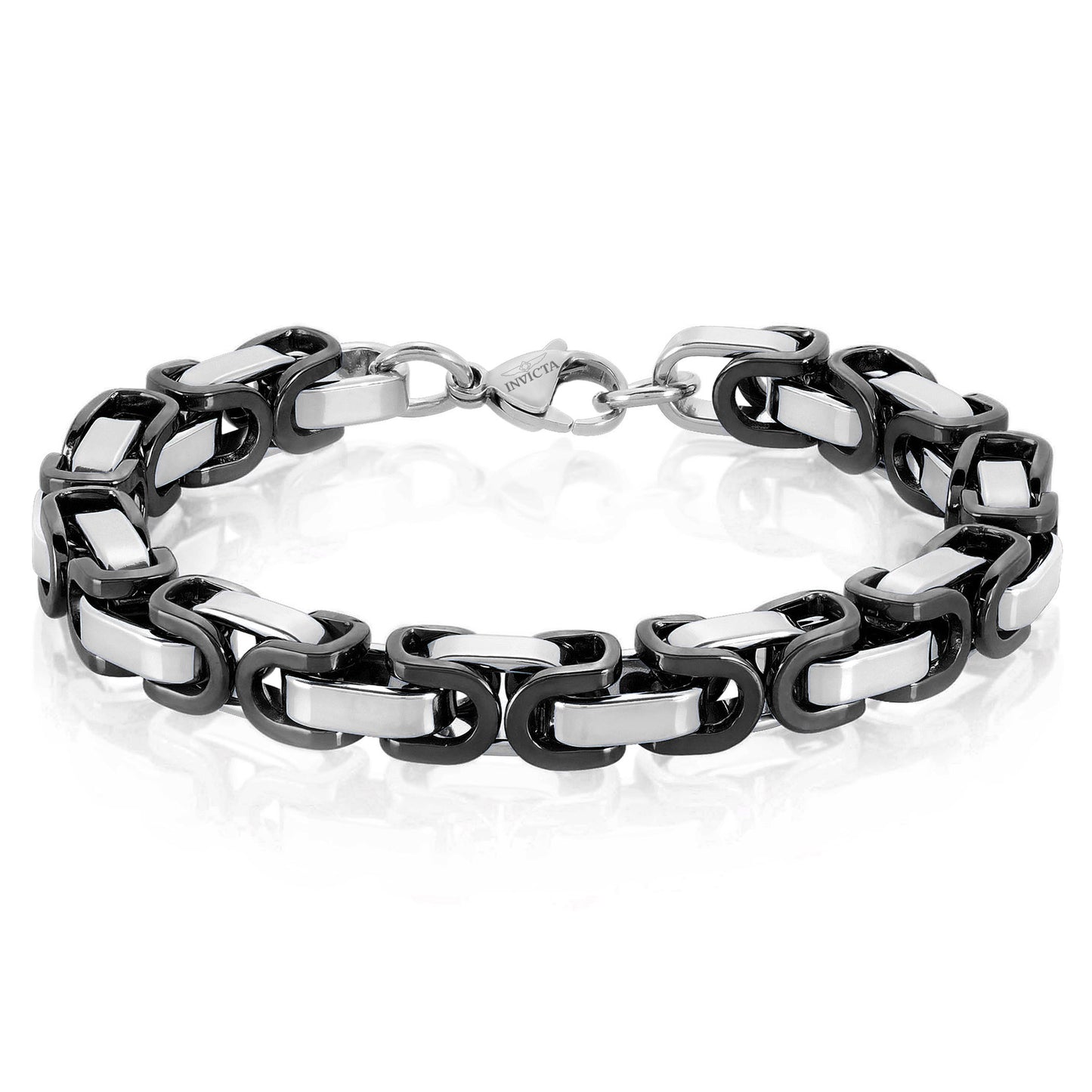 Men's Byzantine Chain Black Two Tone Steel Bracelet