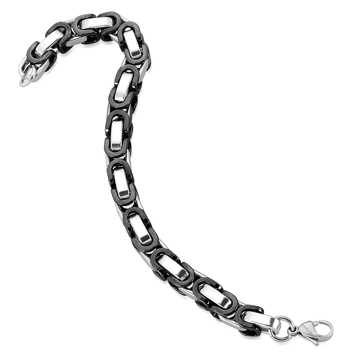 Men's Byzantine Chain Black Two Tone Steel Bracelet