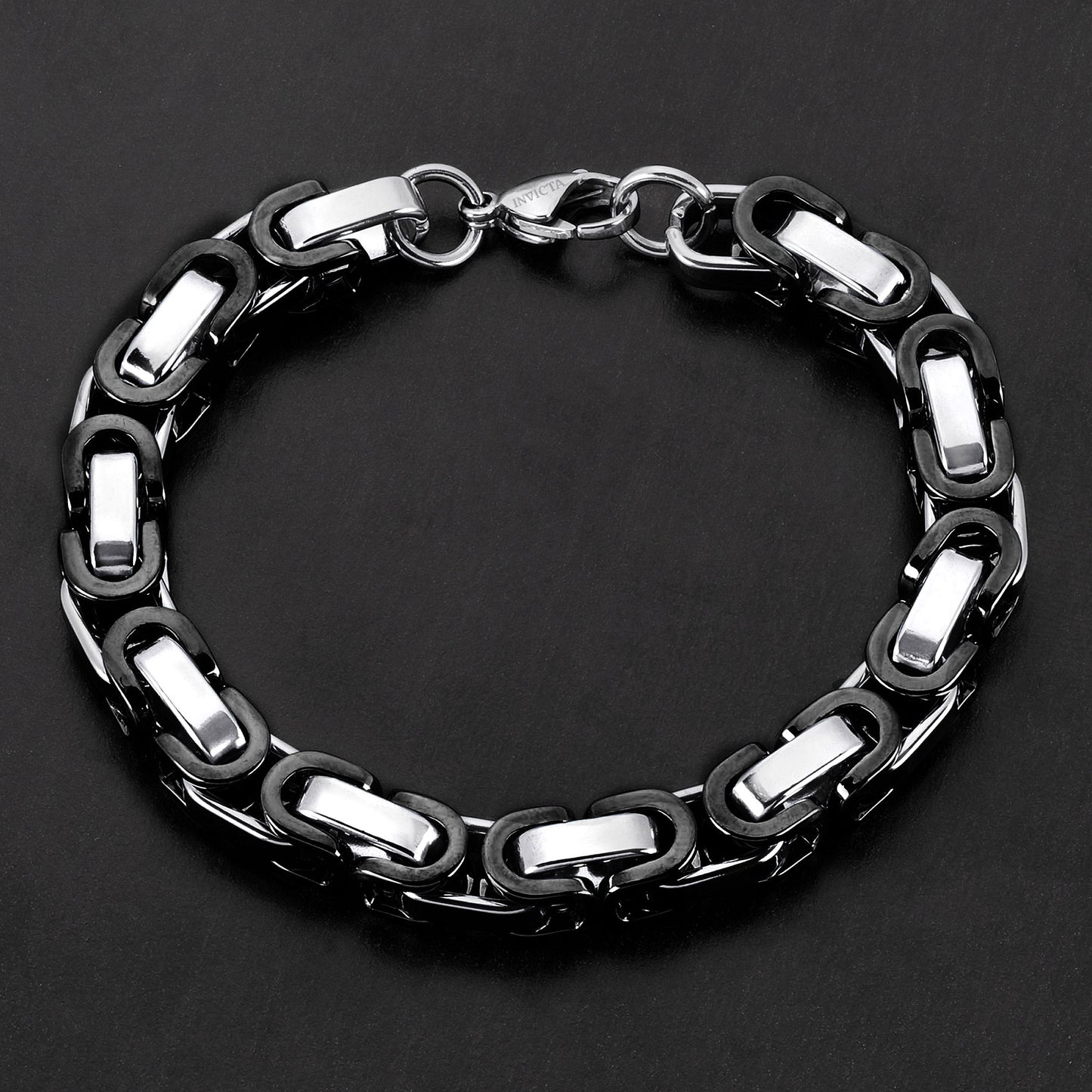 Men's Byzantine Chain Black Two Tone Steel Bracelet