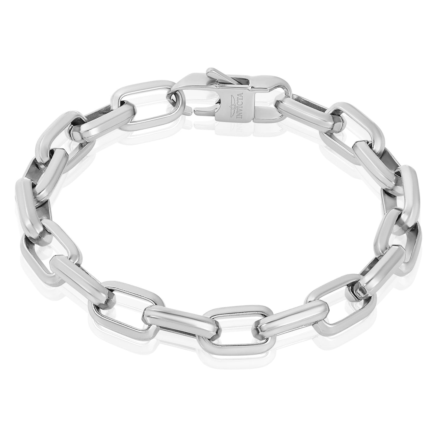 Invicta Jewelry Men's Beveled Edge Large Nautical Oval Link Chain Bracelet