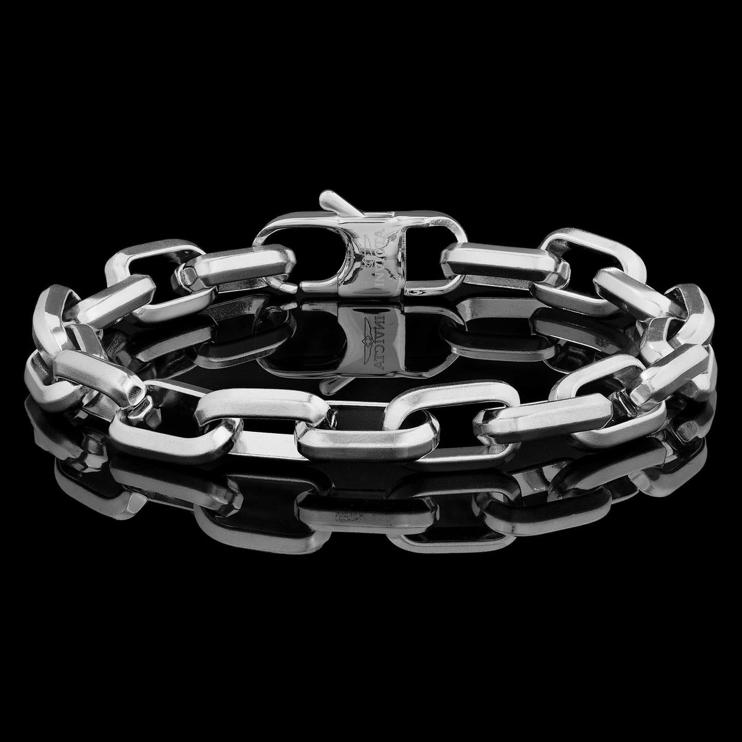Invicta Jewelry Men's Beveled Edge Large Nautical Oval Link Chain Bracelet
