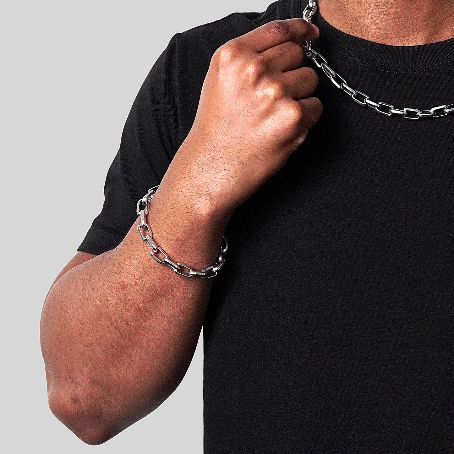 Men's Beveled Edge Large Nautical Oval Link Chain Bracelet