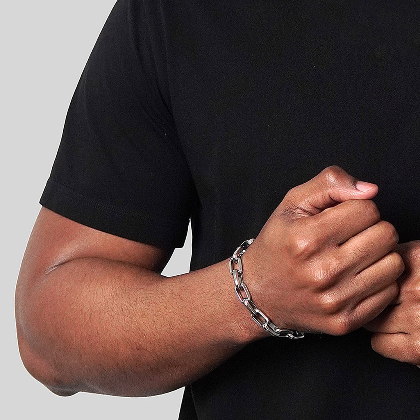 Invicta Jewelry Men's Beveled Edge Large Nautical Oval Link Chain Bracelet