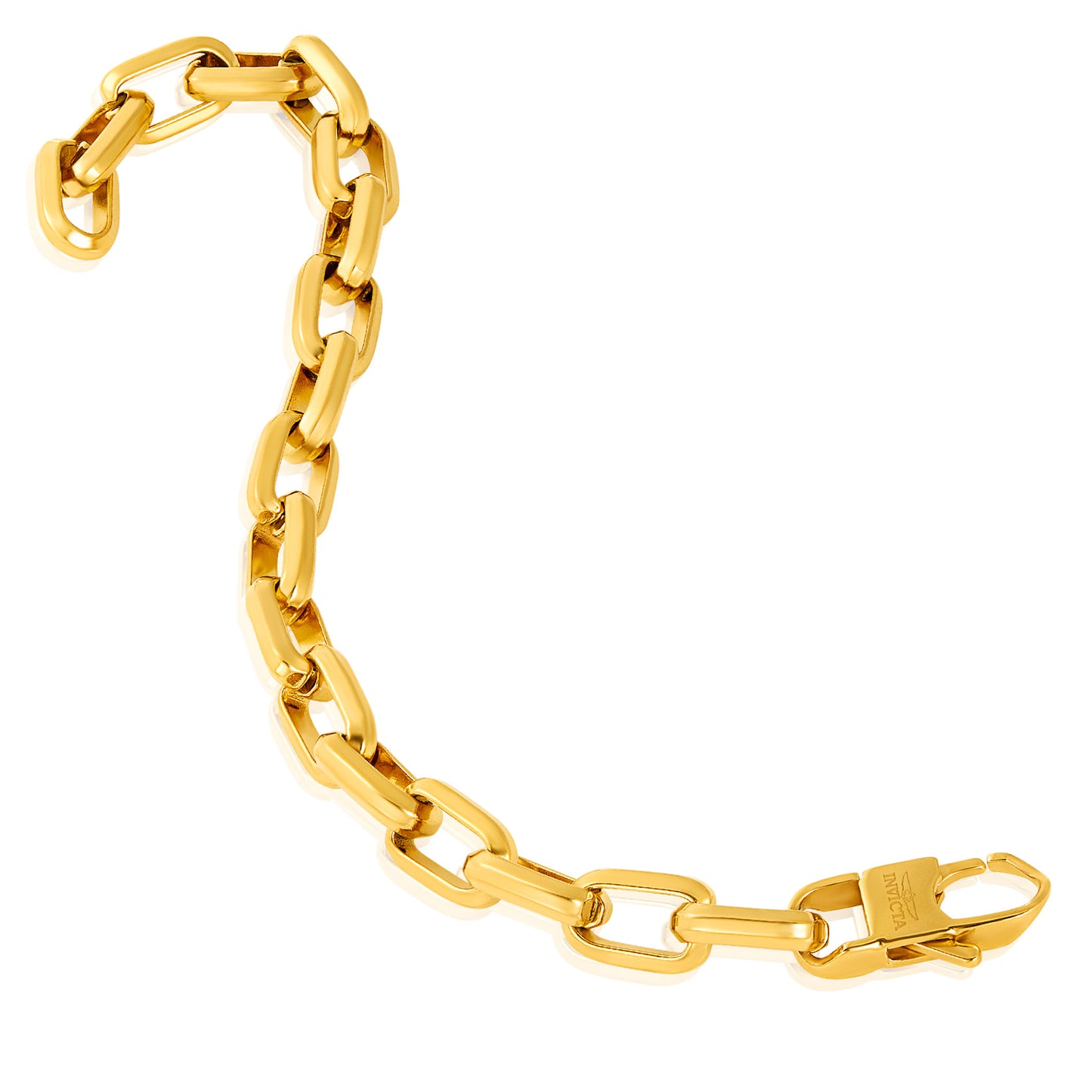 Invicta Jewelry Men's Beveled Edge Large Nautical Oval Gold Link Chain Bracelet