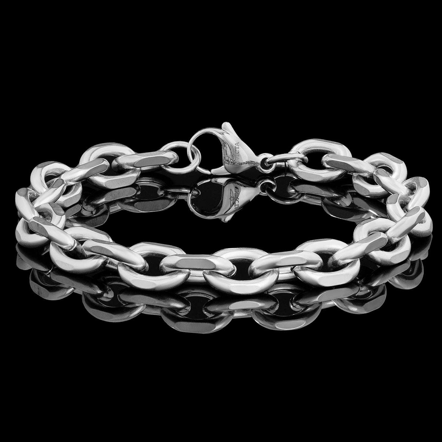 Men's Knife Edge Oval Link Chain Bracelet