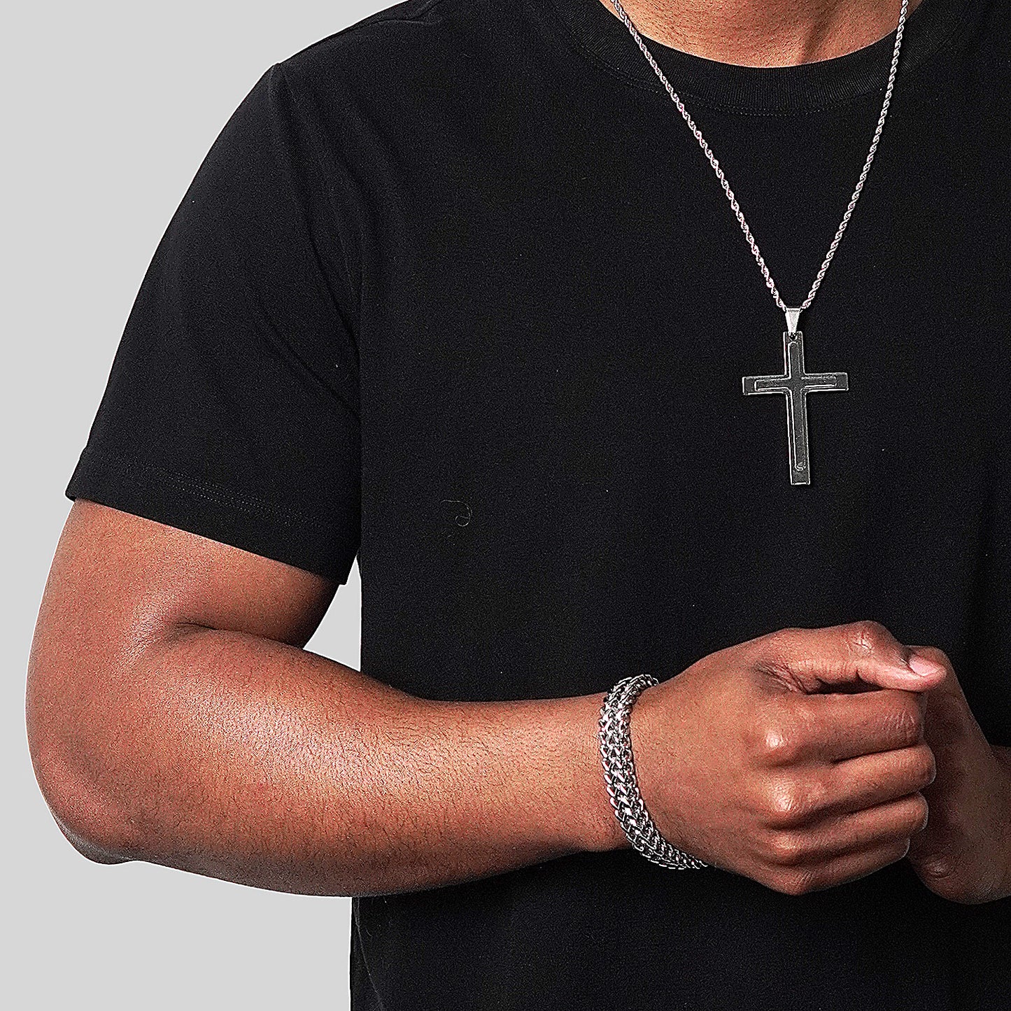 Invicta Jewelry Men's Polished Double Franco Chain Cuff Bracelet