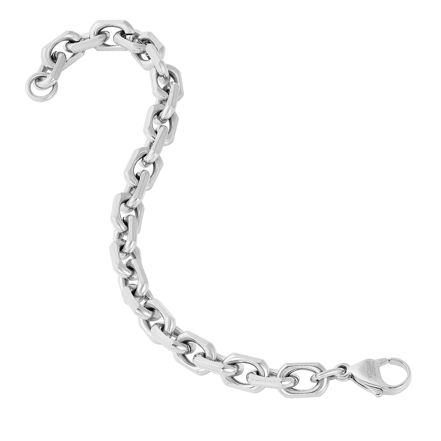 Men's Beveled Edge Rectangular Link Chain Bracelet
