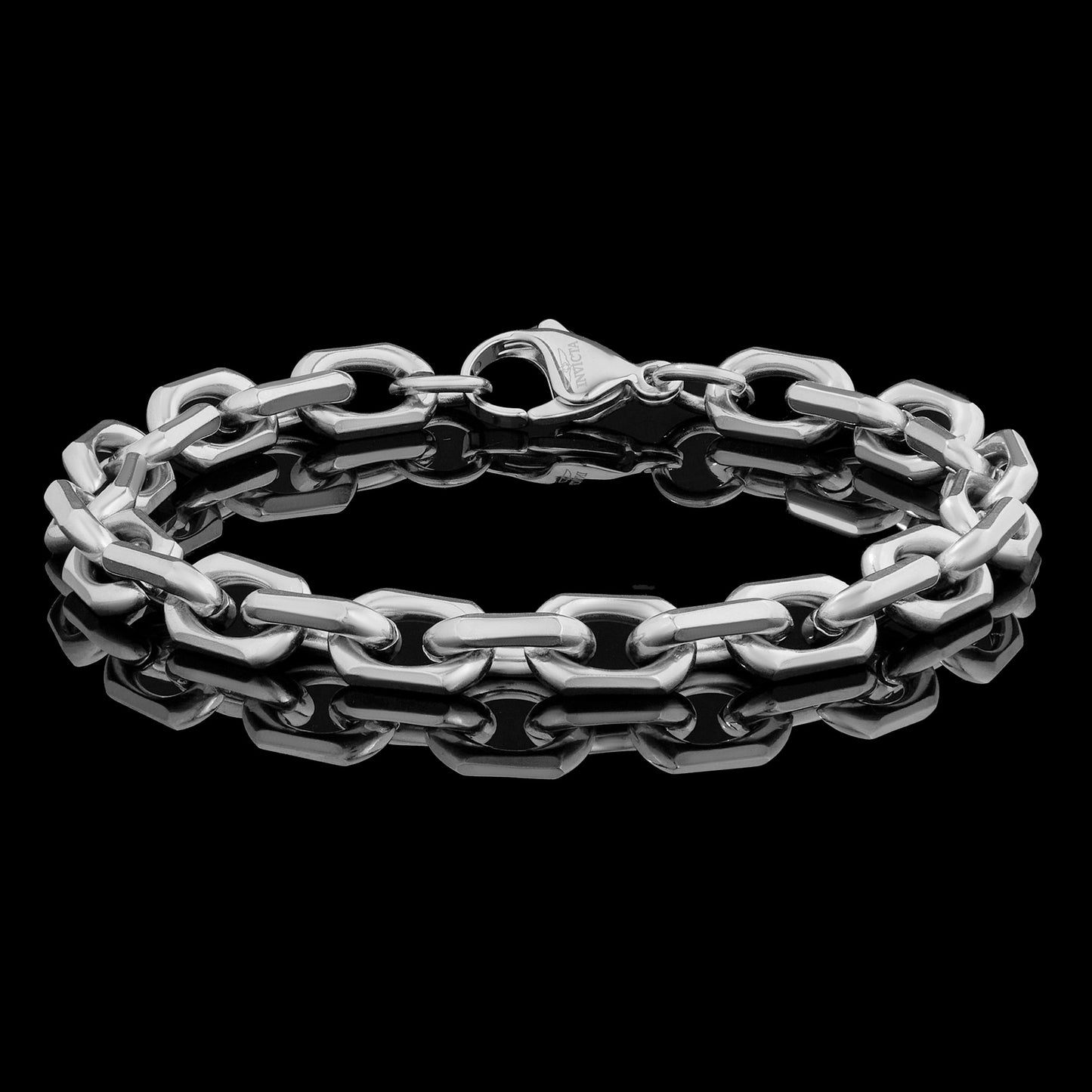 Invicta Jewelry Men's Beveled Edge Rectangular Link Chain Bracelet