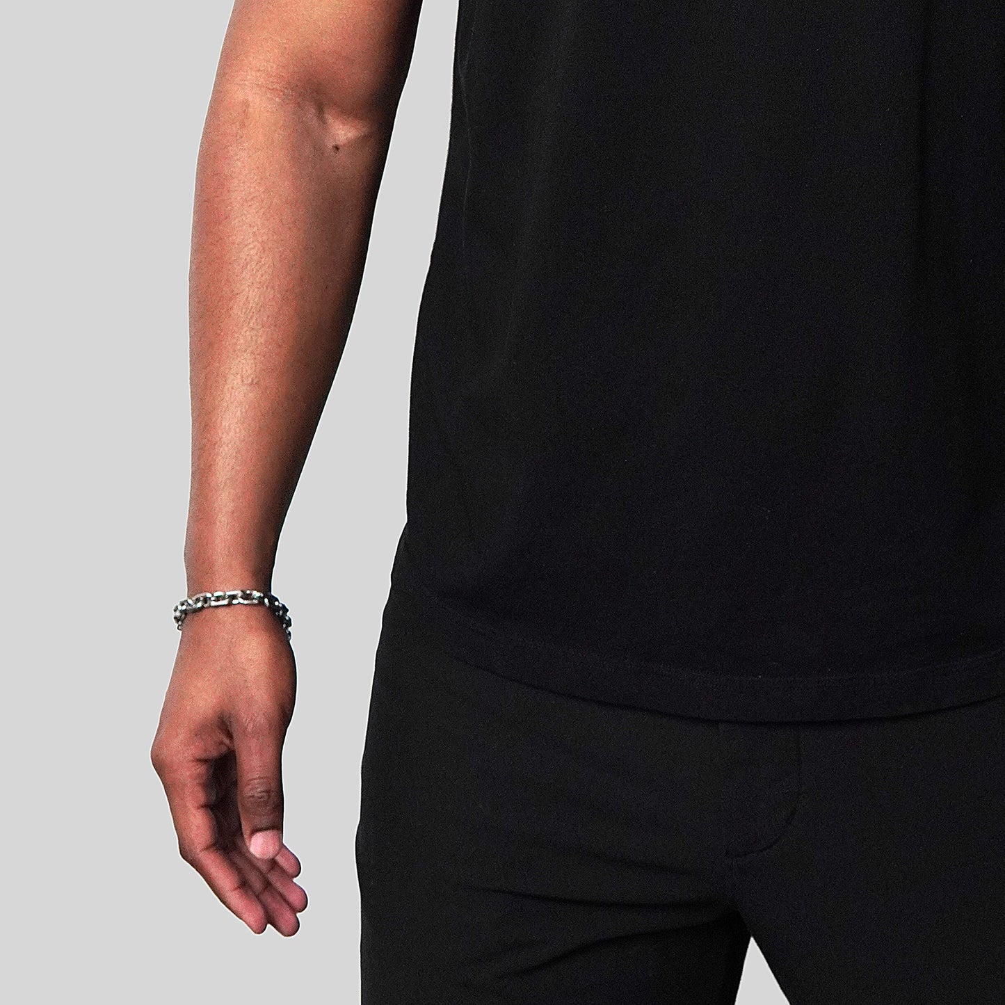 Invicta Jewelry Men's Beveled Edge Rectangular Link Chain Bracelet