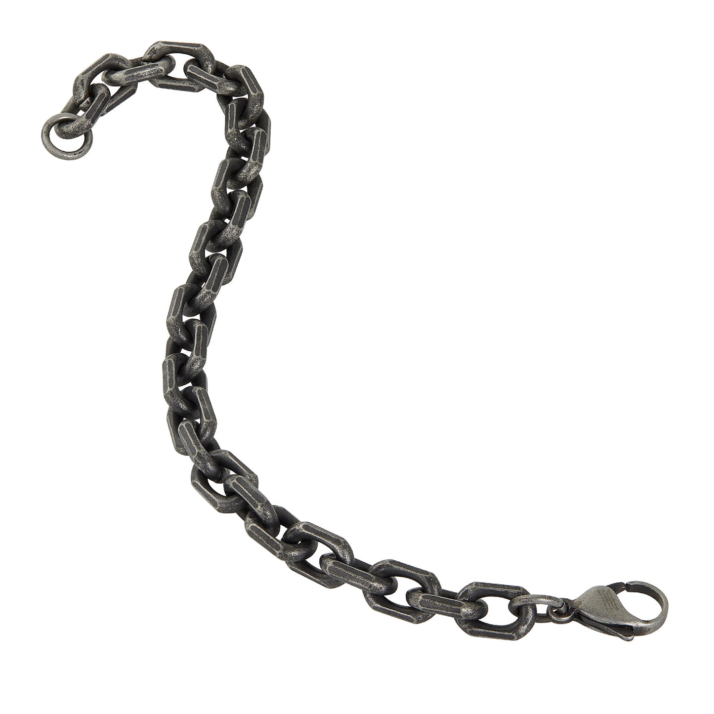 Men's Beveled Edge Rectangular Link Gunmetal Chain Bracelet