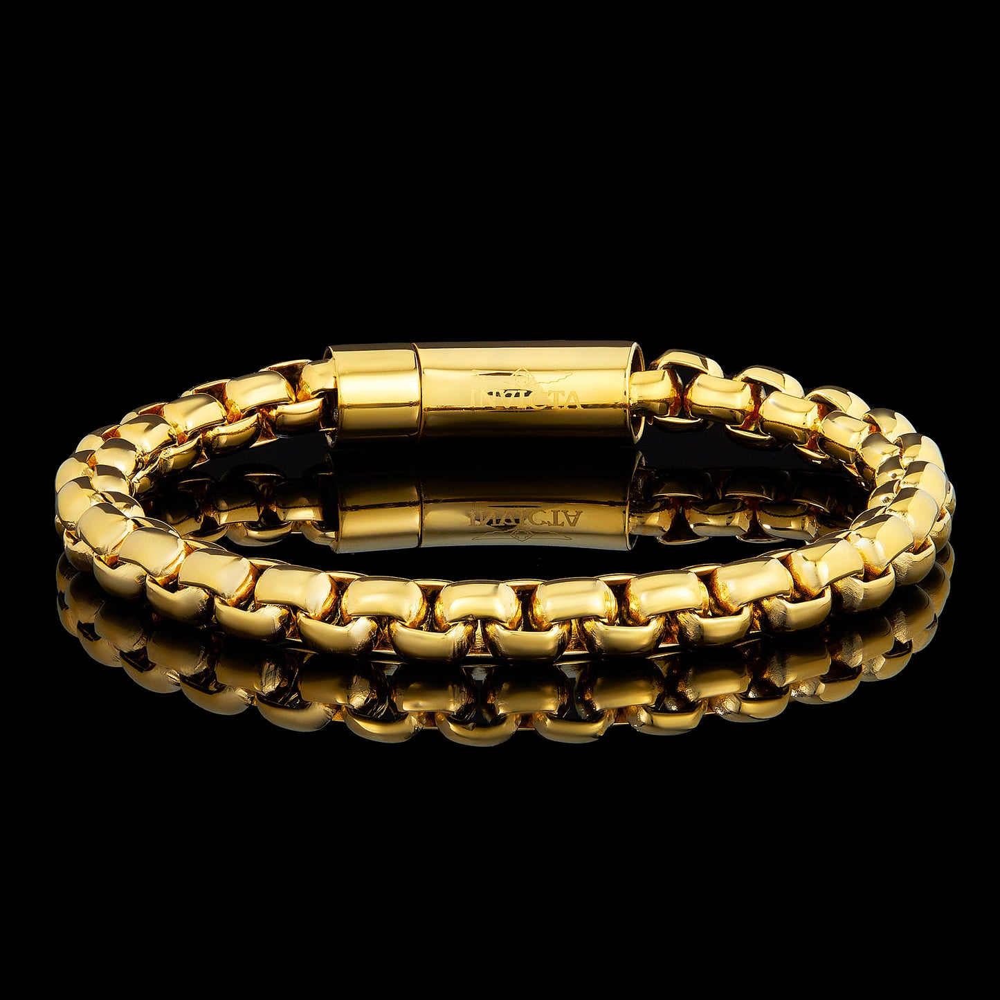 Men's Box Chain Cuff Gold Steel Bracelet