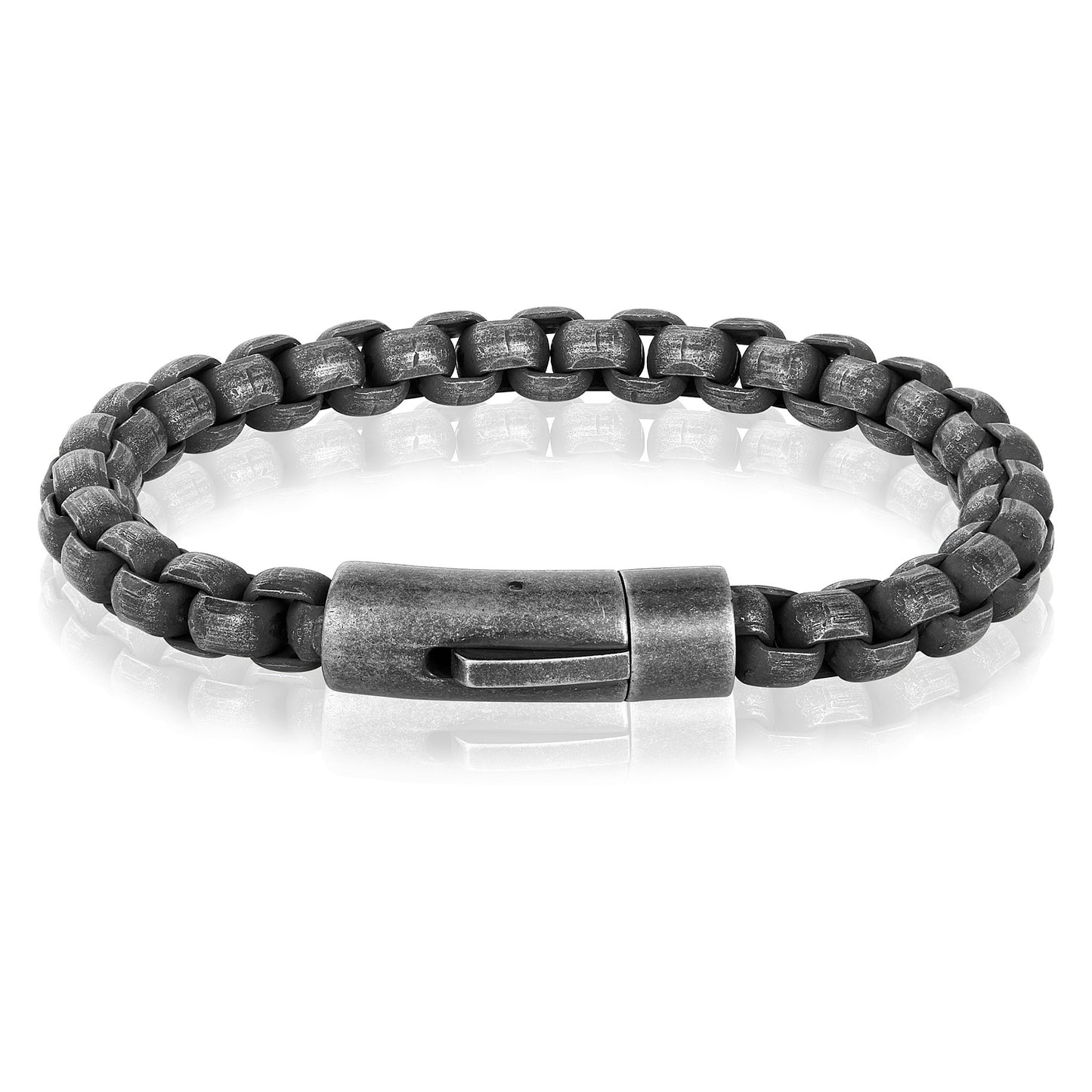 Men's Box Chain Cuff Gunmetal Steel Bracelet