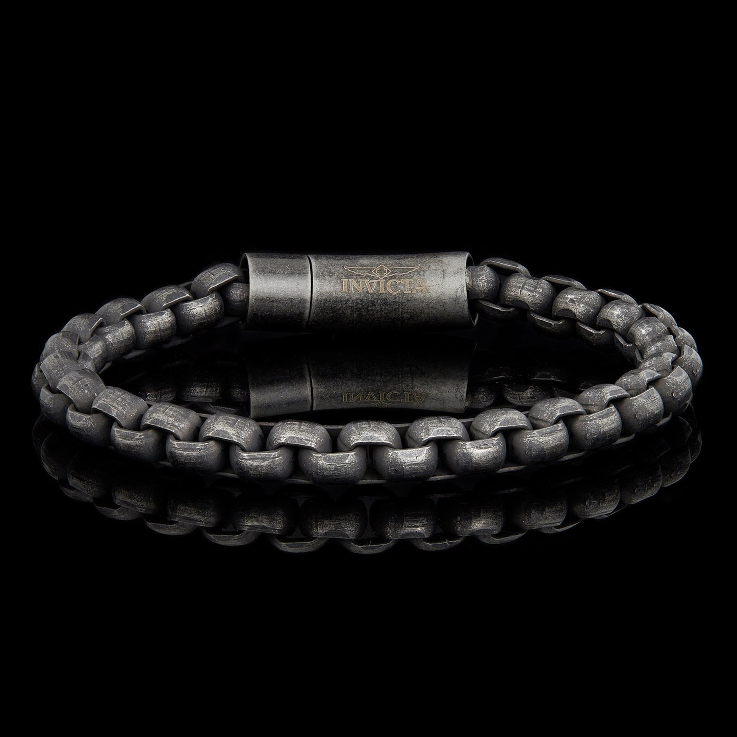 Men's Box Chain Cuff Gunmetal Steel Bracelet