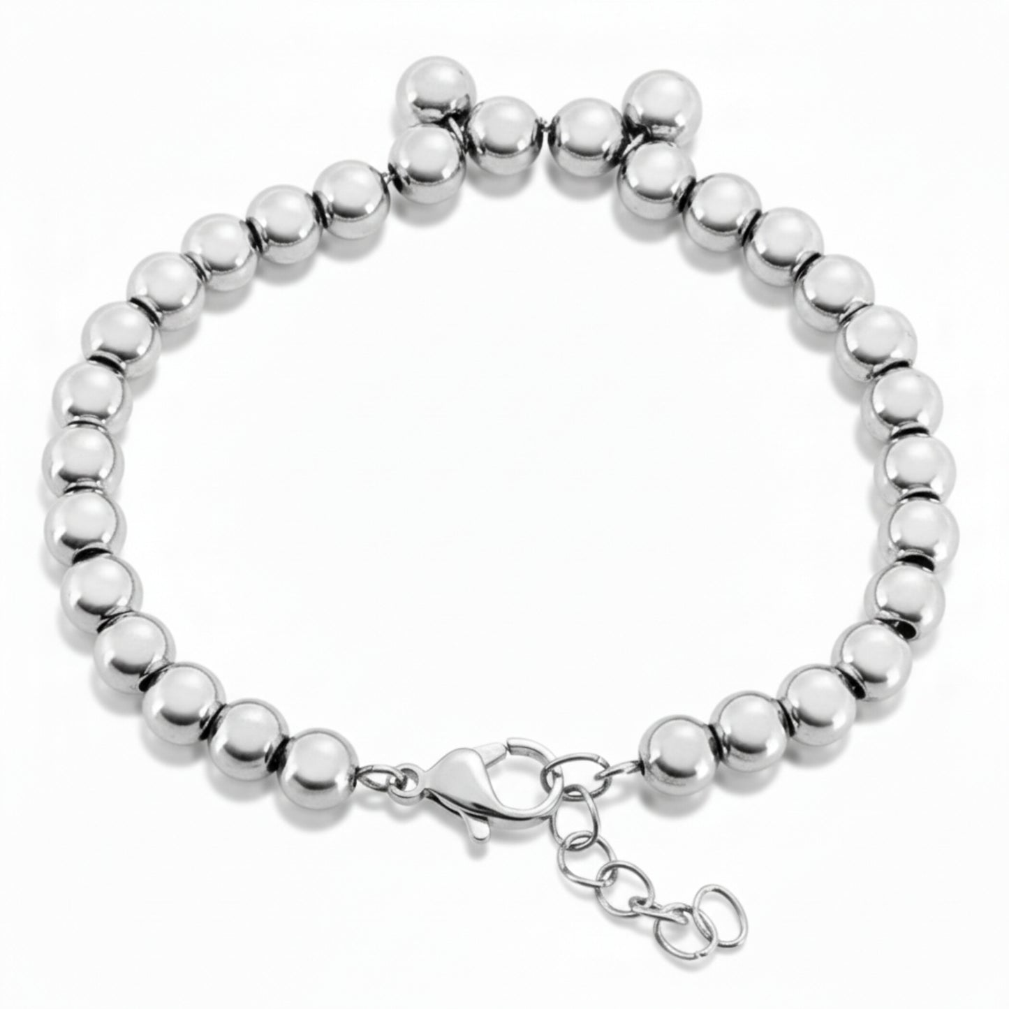 ELYA Women's Polished Beaded Stainless Steel Bracelet