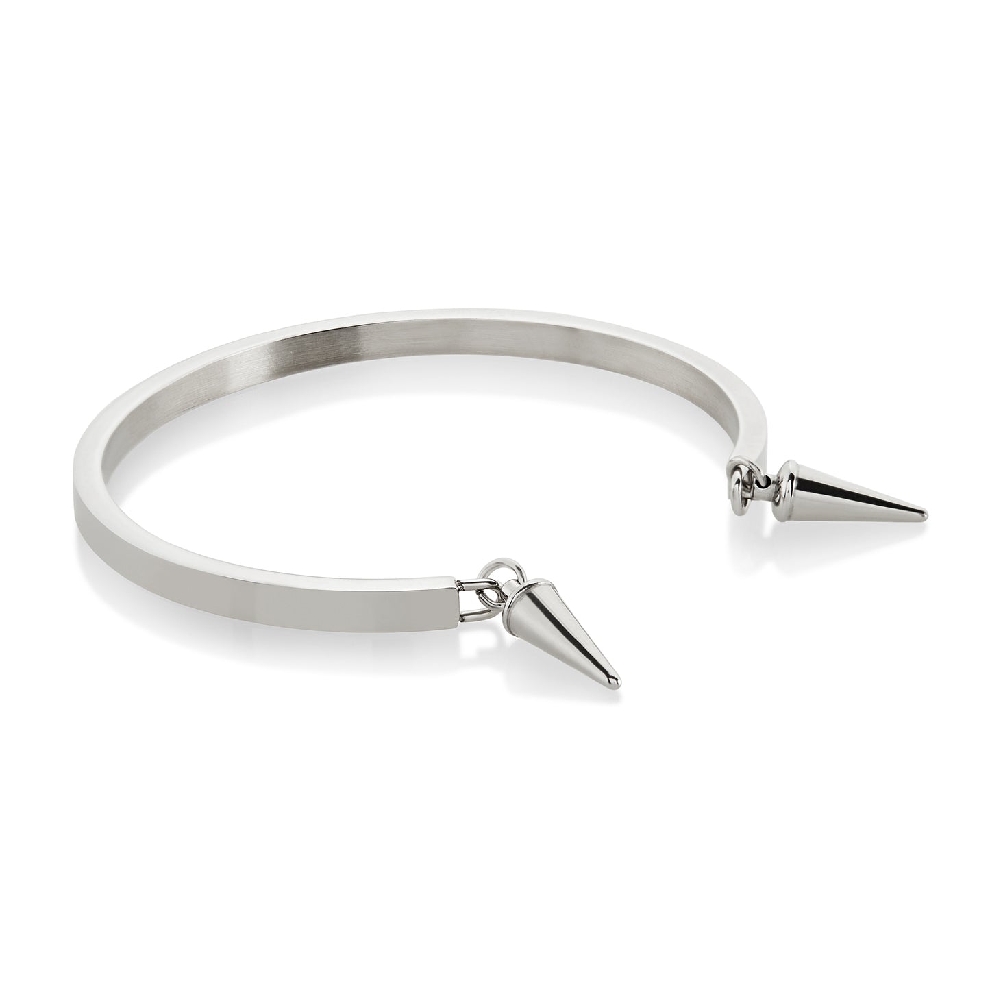 ELYA Women's Polished Cone Charms Steel Cuff Bracelet