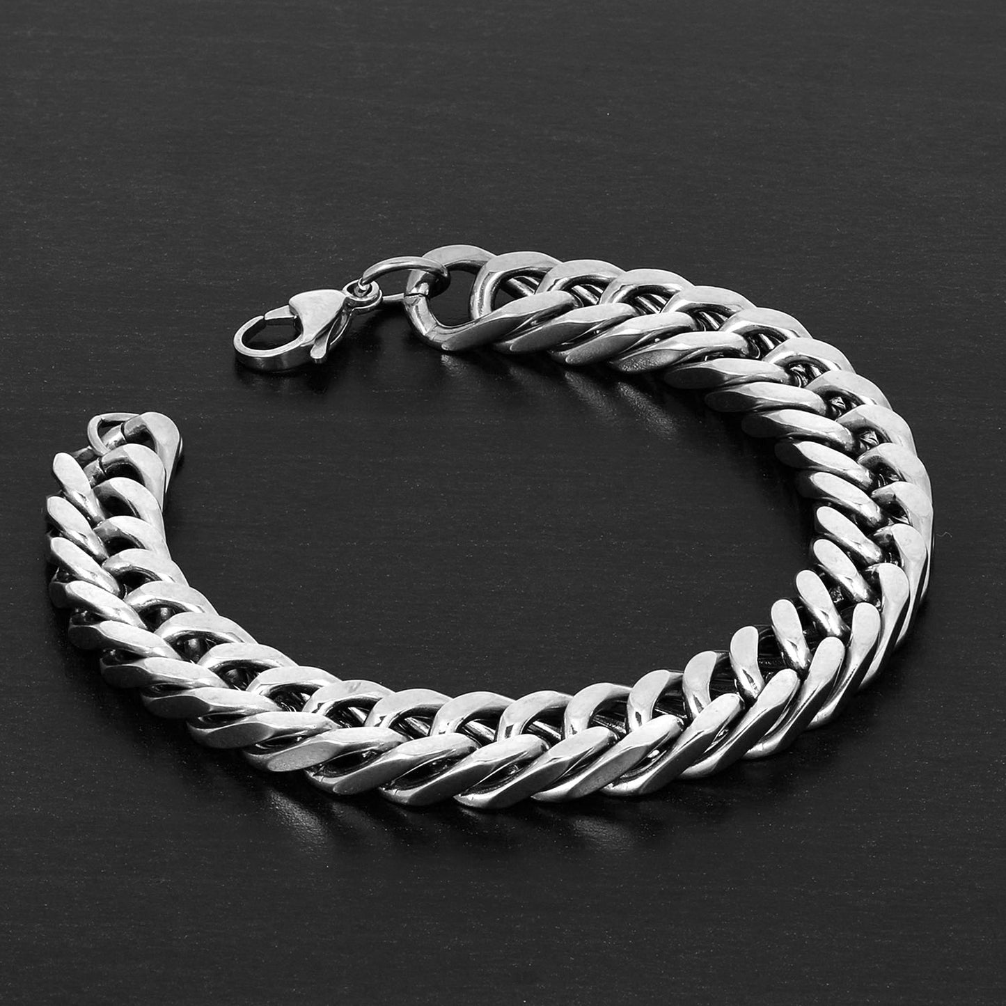 Men's Polished Stainless Steel Curb Chain Bracelet (10mm) - 8"