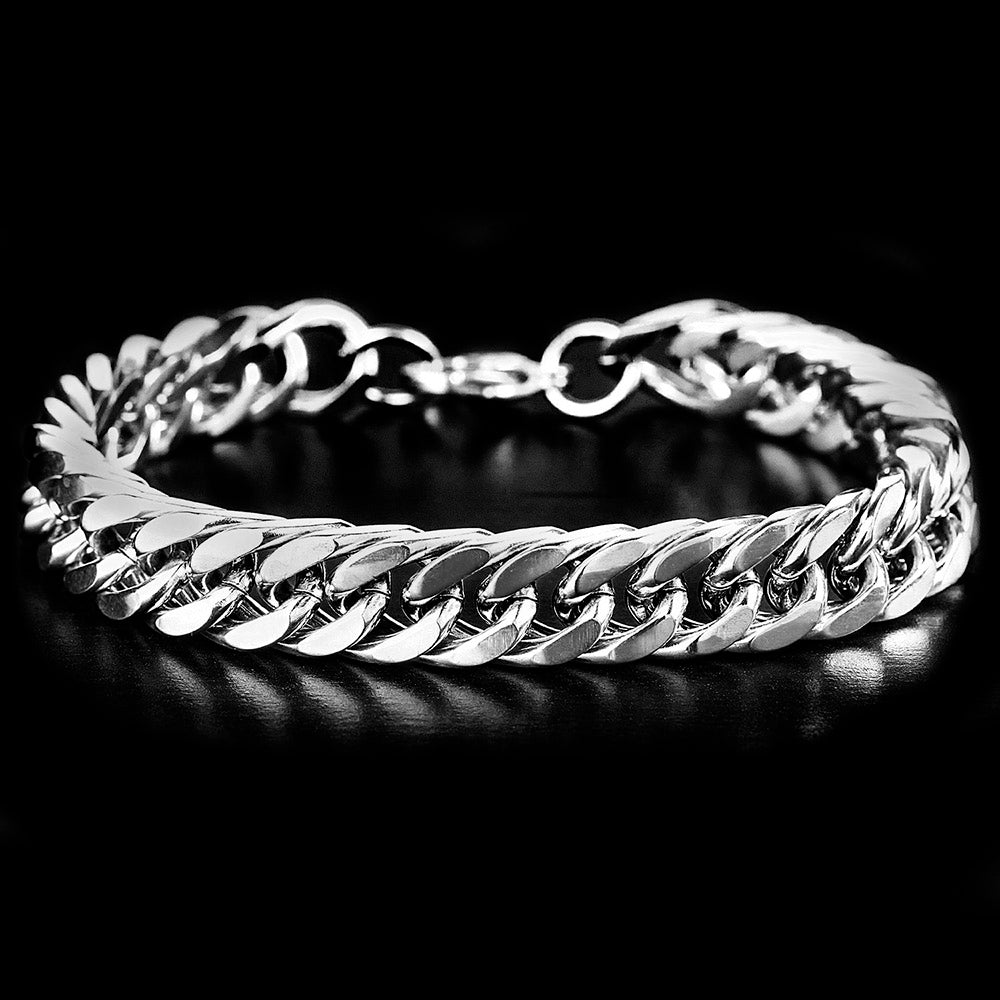 Men's Polished Stainless Steel Curb Chain Bracelet (10mm) - 8"