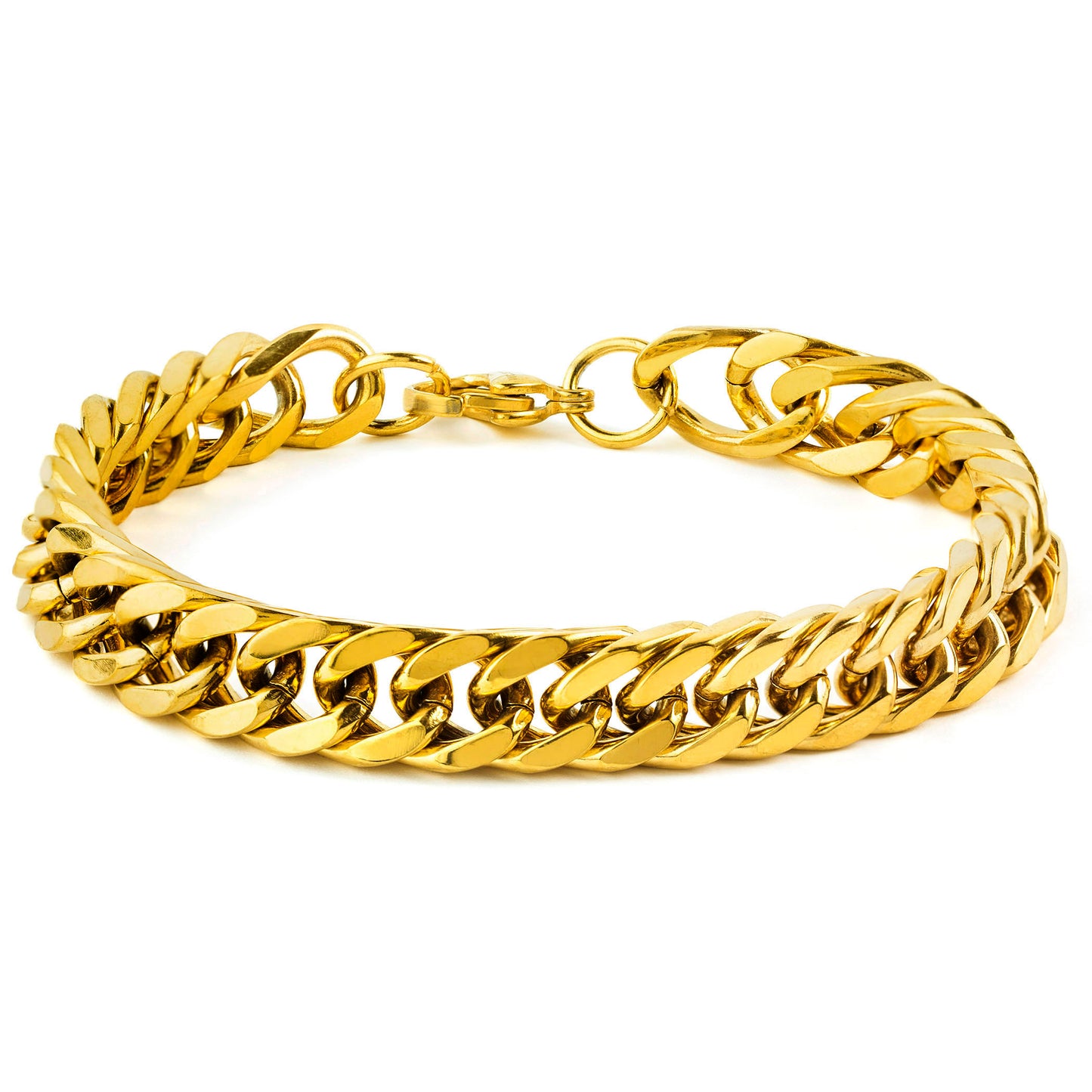 Men's Polished Stainless Steel Curb Chain Bracelet (10mm) - 8"