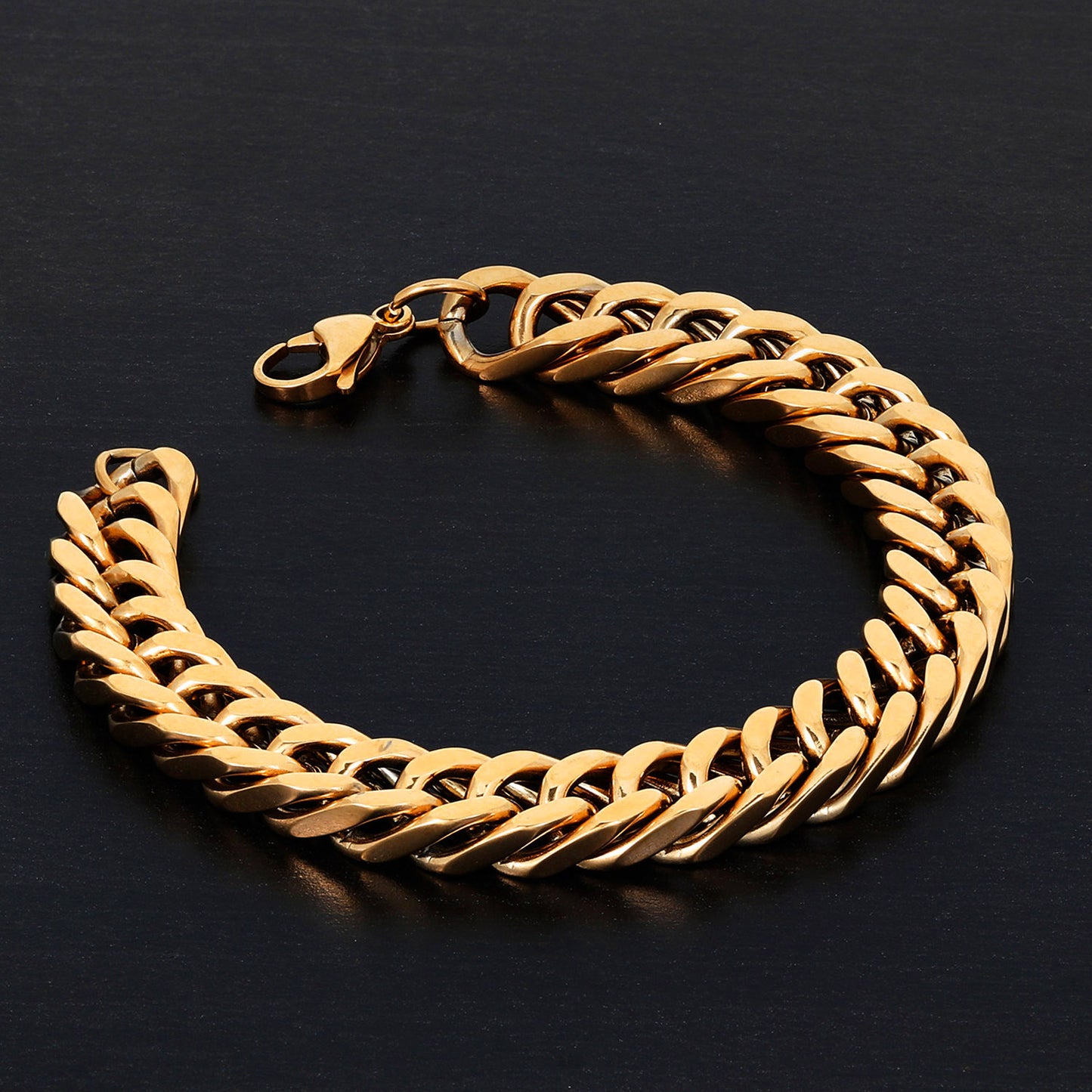 Men's Polished Stainless Steel Curb Chain Bracelet (10mm) - 8"