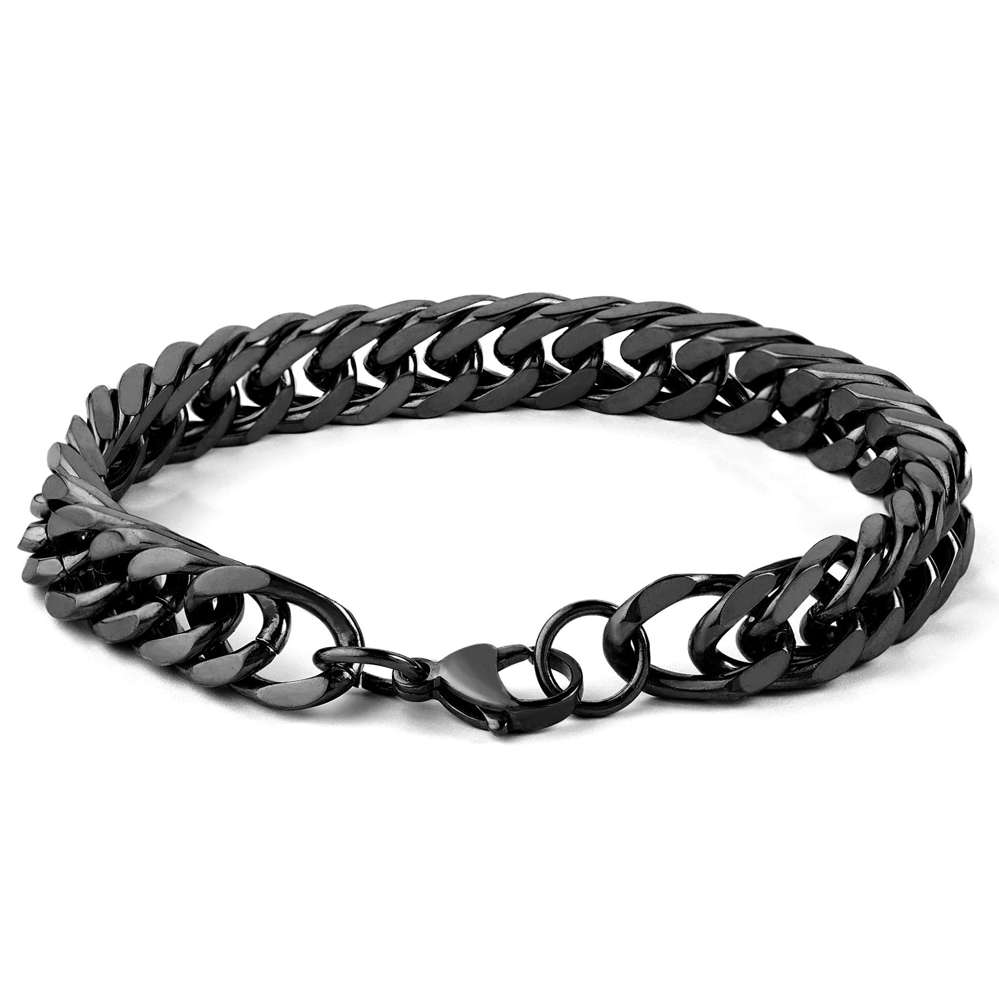 Men's Polished Stainless Steel Curb Chain Bracelet (10mm) - 8"