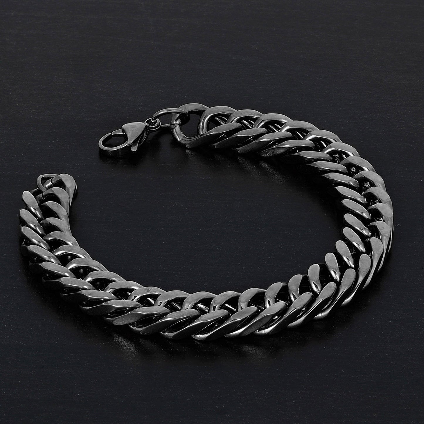 Men's Polished Stainless Steel Curb Chain Bracelet (10mm) - 8"